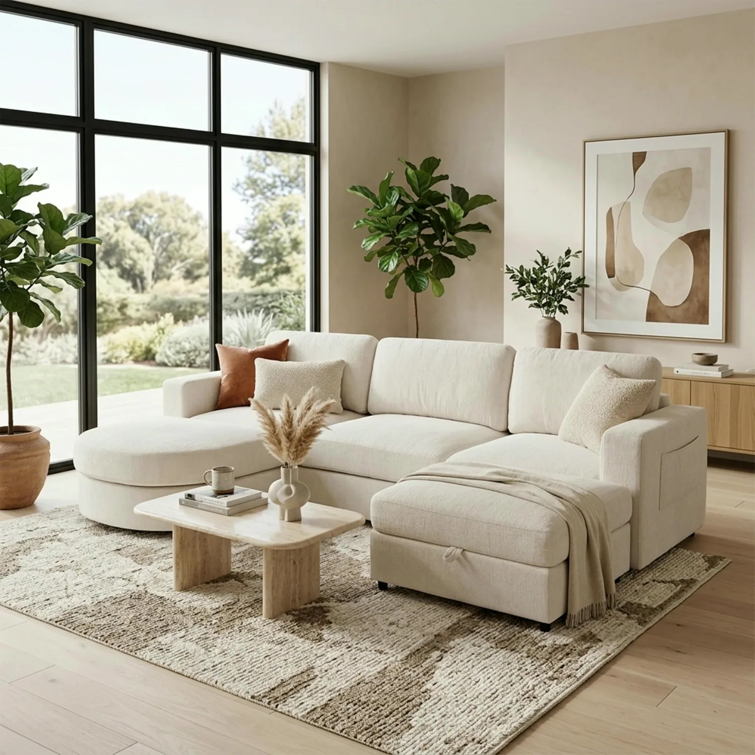 ERYE Chenille U-Shaped Sectional Sofa 102.4"