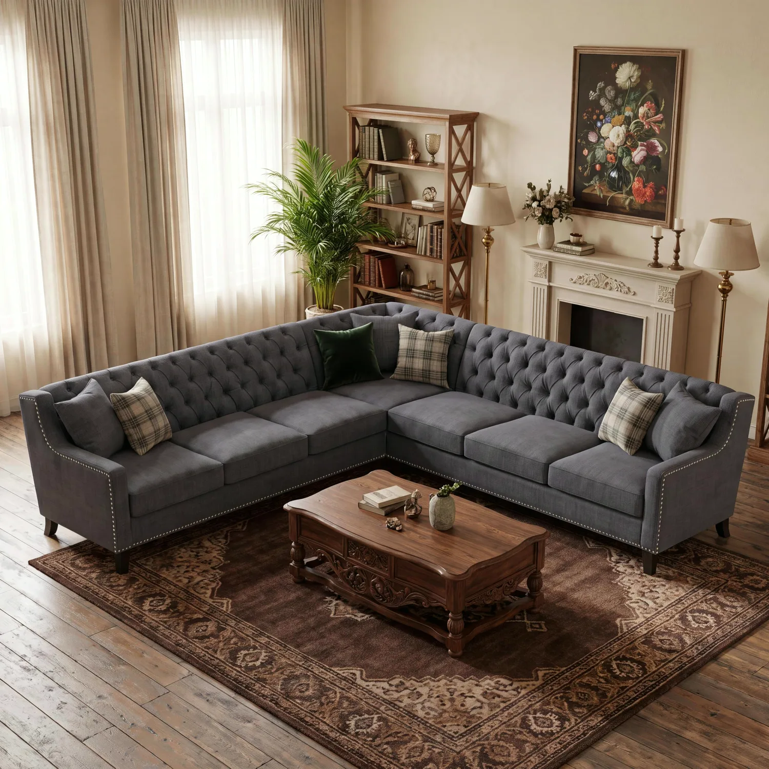 ERYE Linen Blend L-Shaped Sectional Sofa 103.2"