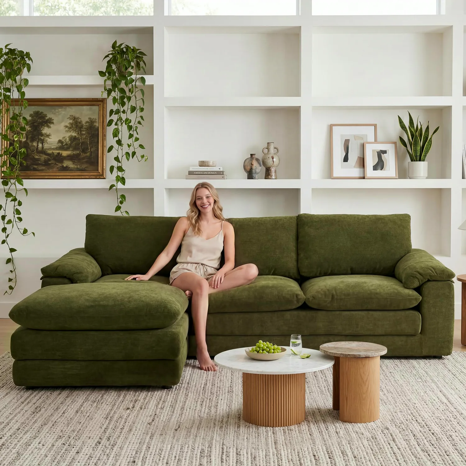 ERYE Chenille L-Shaped Cloud Sofa 104.3"