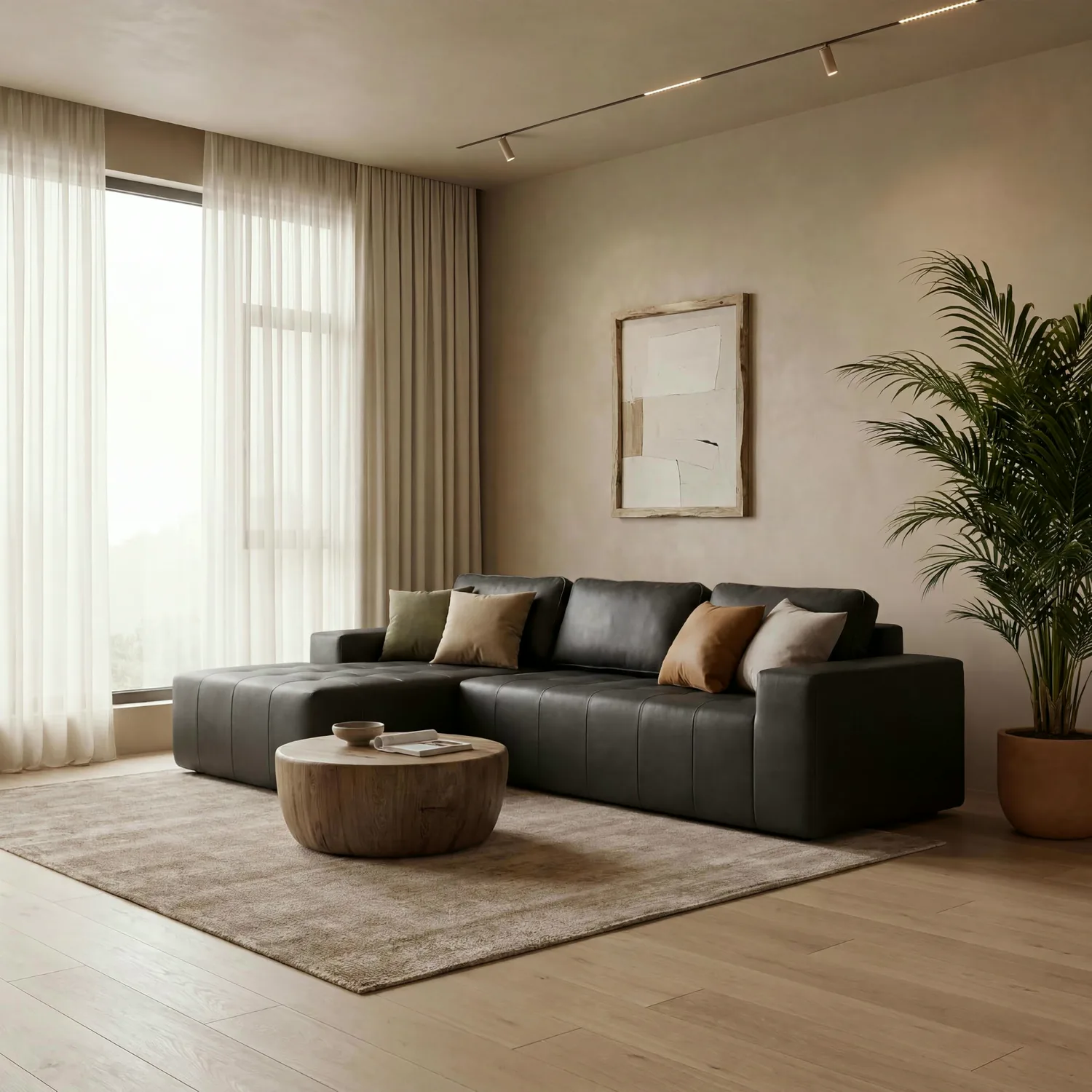 ERYE Faux Leather L-Shaped Cloud Sectional 108.3"