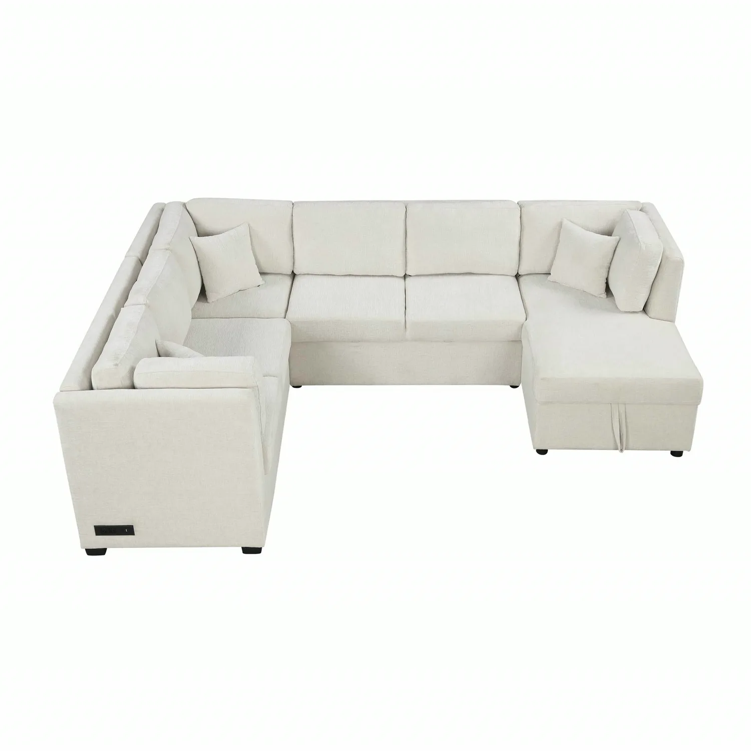 ERYE Chenille U-Shaped Sleeper Sectional 108.6"