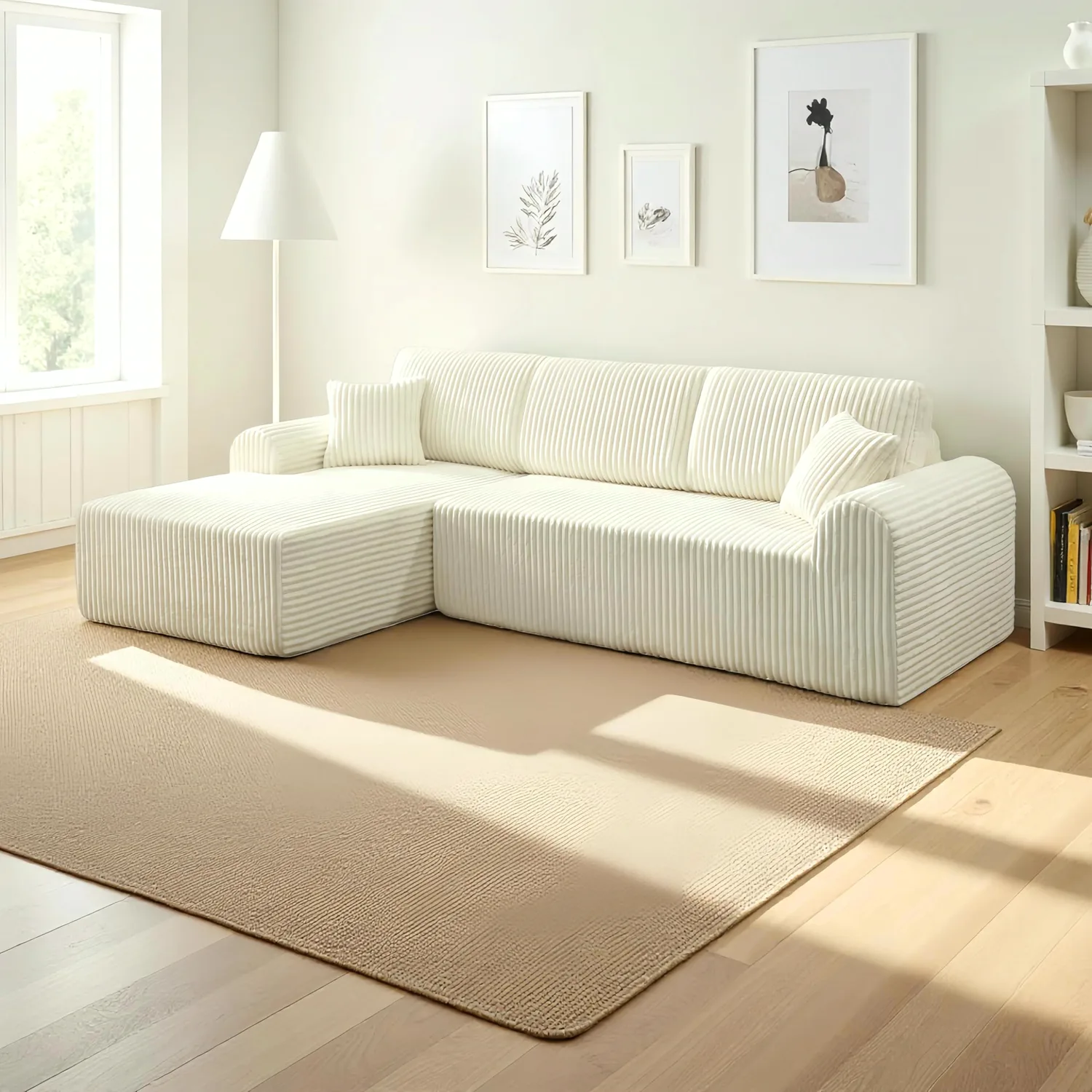 ERYE Corduroy L-Shaped Cloud Sectional 109"
