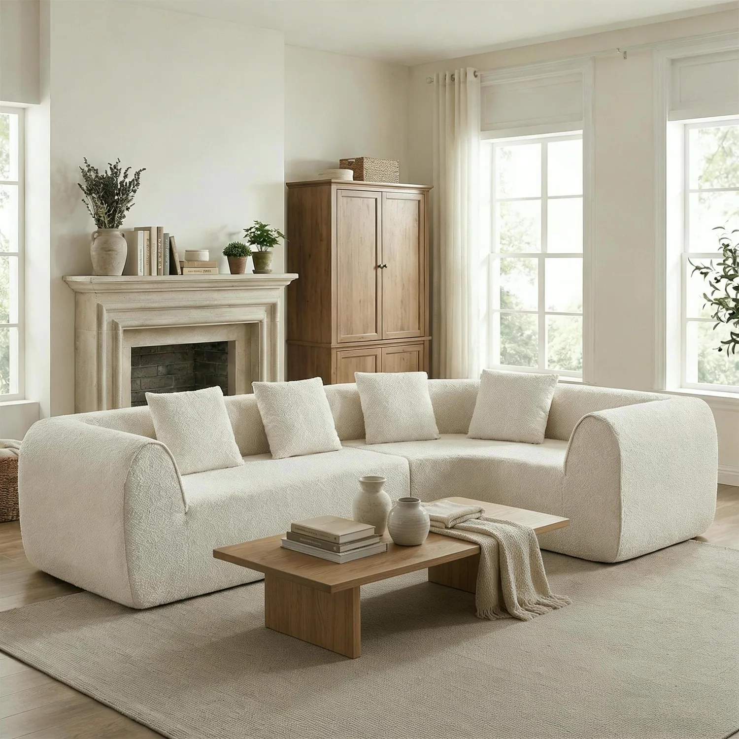 ERYE Floor Chenille L-Shaped Cloud Sectional