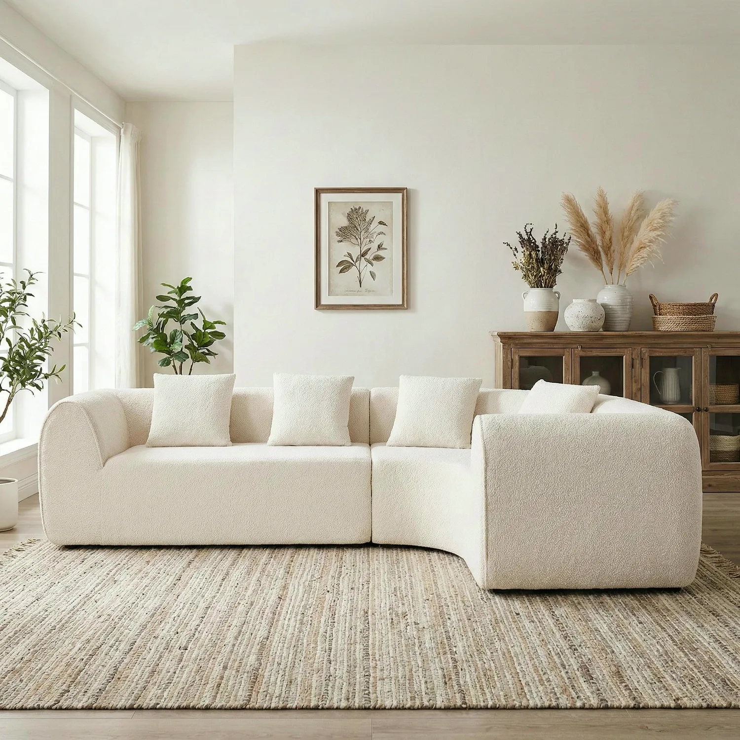 ERYE Boucle L-Shaped Cloud Sectional 110"