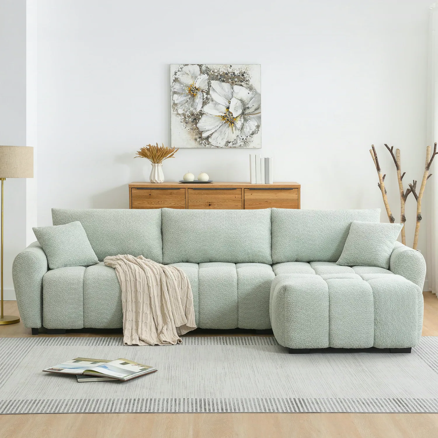 ERYE Boucle L-Shaped Sectional Sofa 110"
