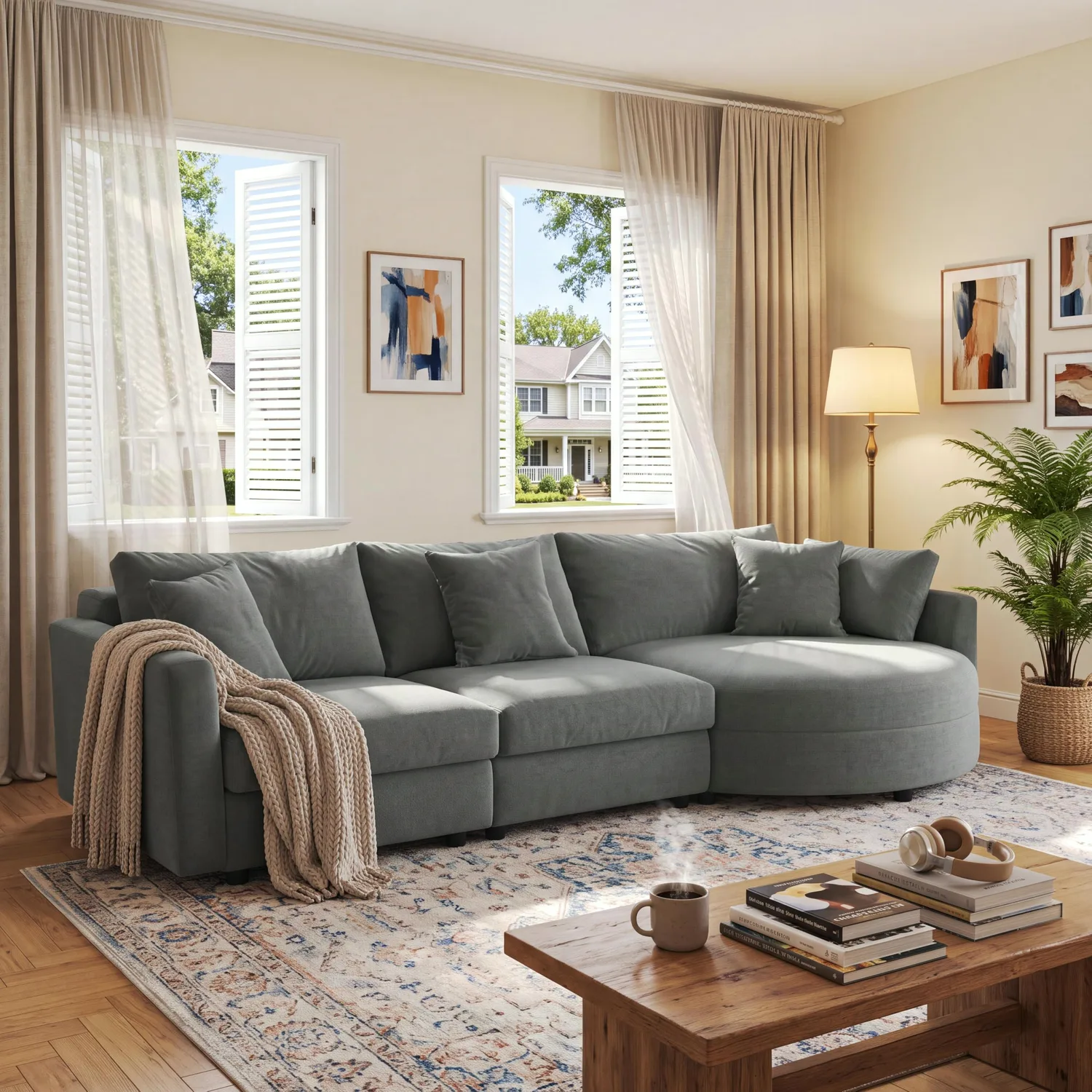 ERYE Chenille L-Shaped Sectional Sofa 111.4"