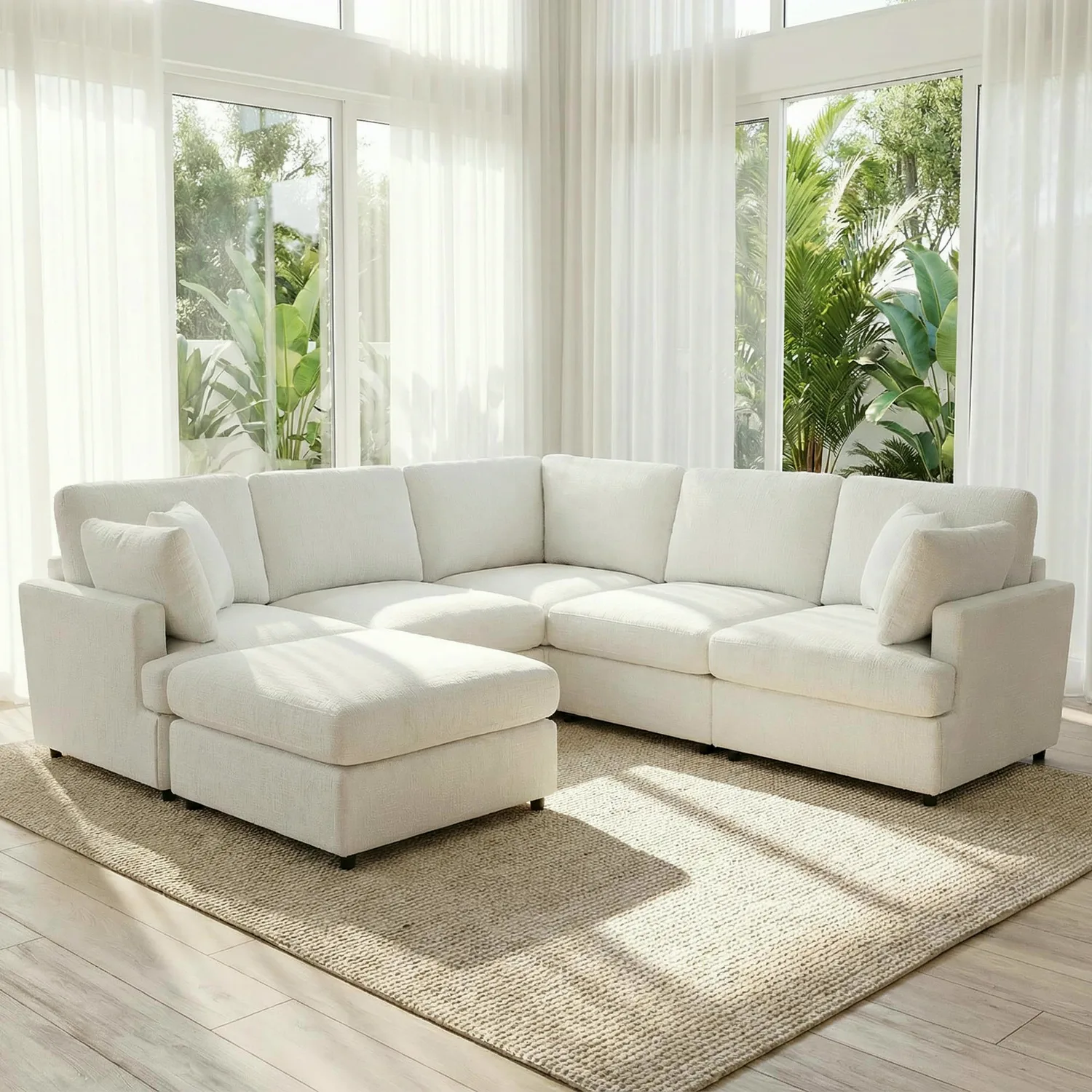 ERYE Chenille U-Shaped Sectional Sofa 122.6"