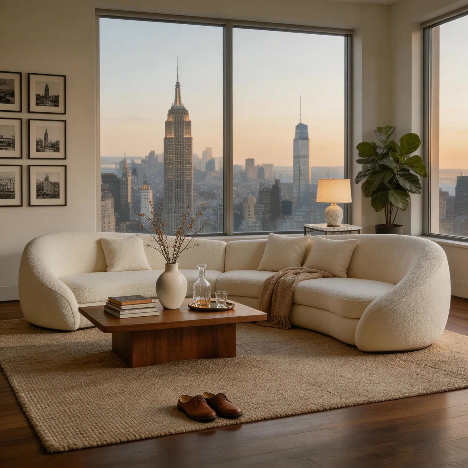ERYE Boucle Curved Sectional Sofa 126"