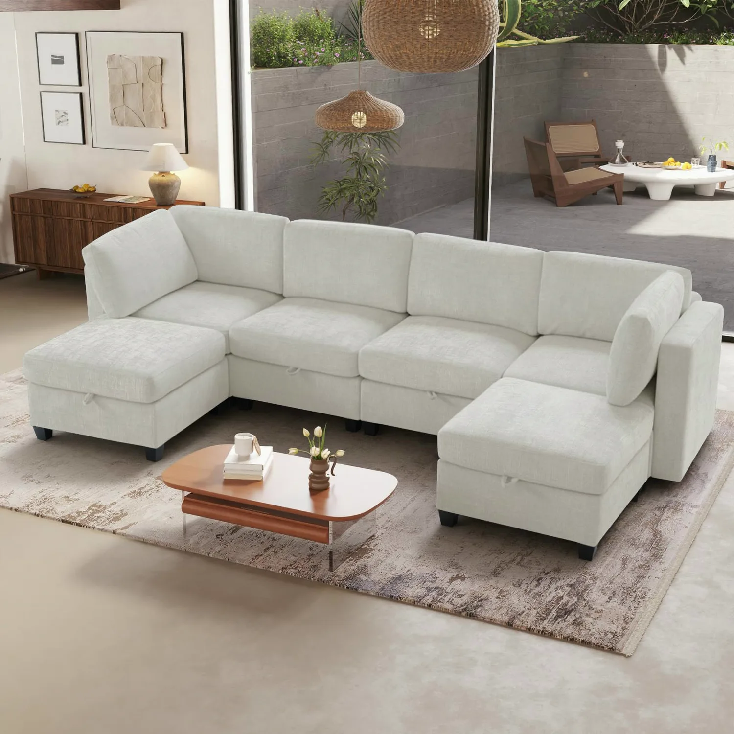 ERYE Chenille U-Shaped Sectional Sofa 128"