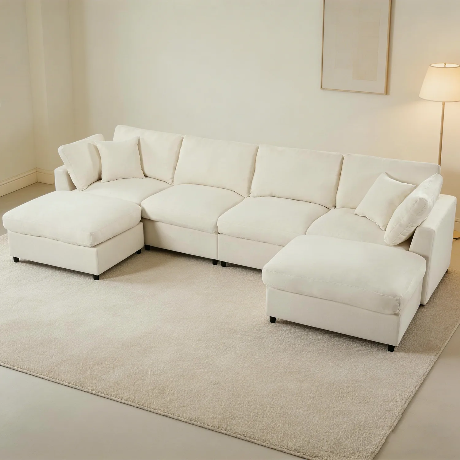 ERYE Oversized Chenille U-Shaped Sectional Sofa 128"