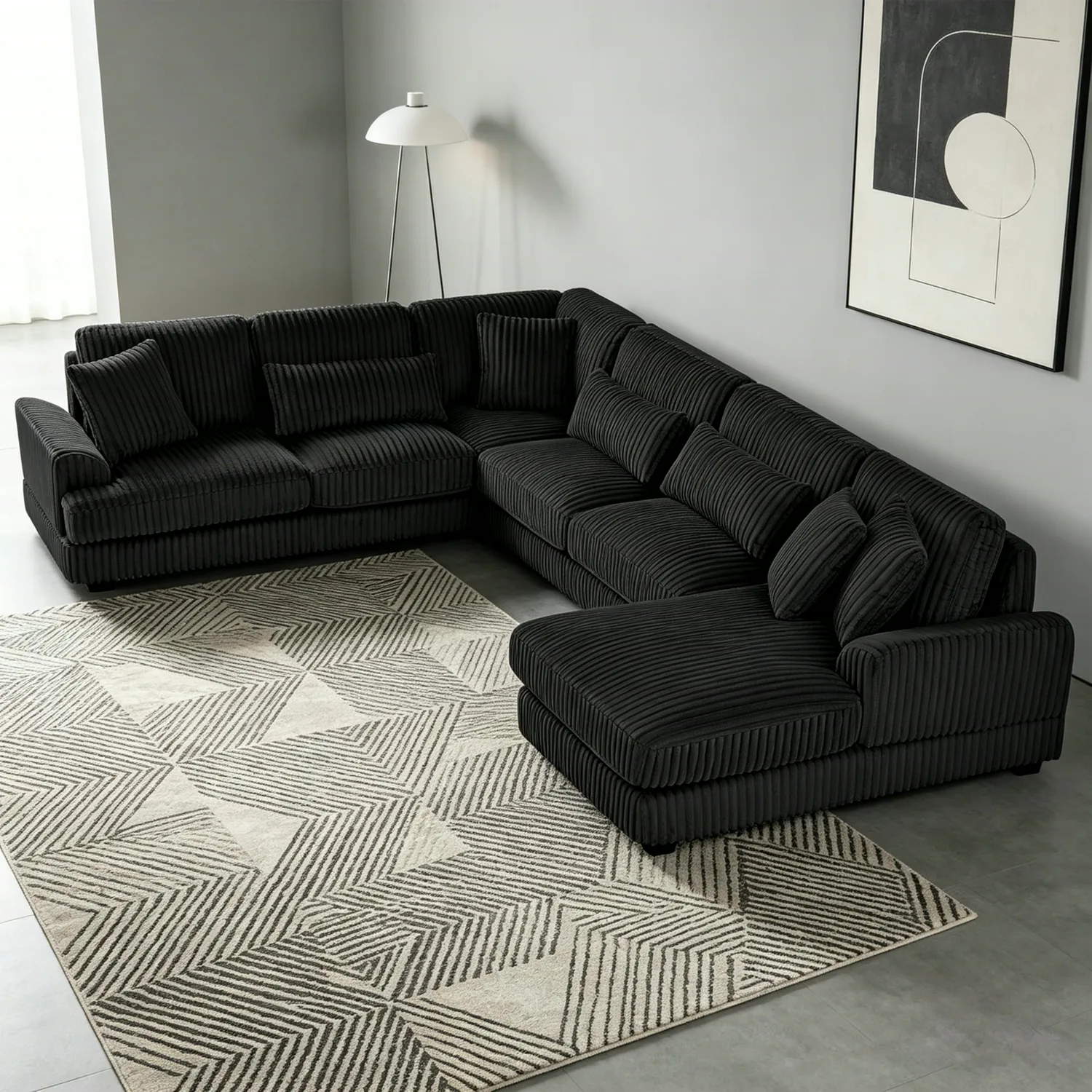 ERYE Corduroy U-Shaped Sectional Sofa 129"
