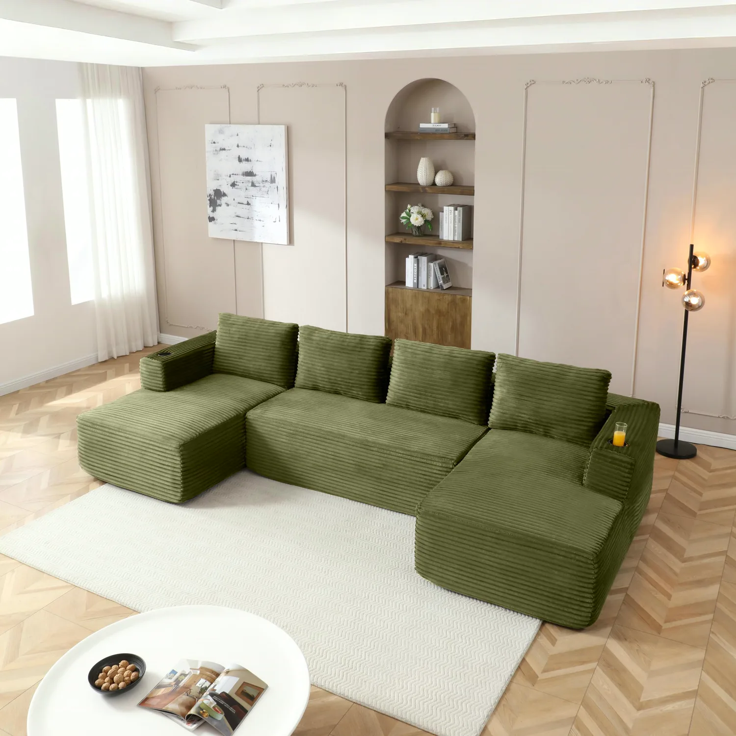 ERYE Symmetrical Corduroy U-Shaped Cloud Sectional
