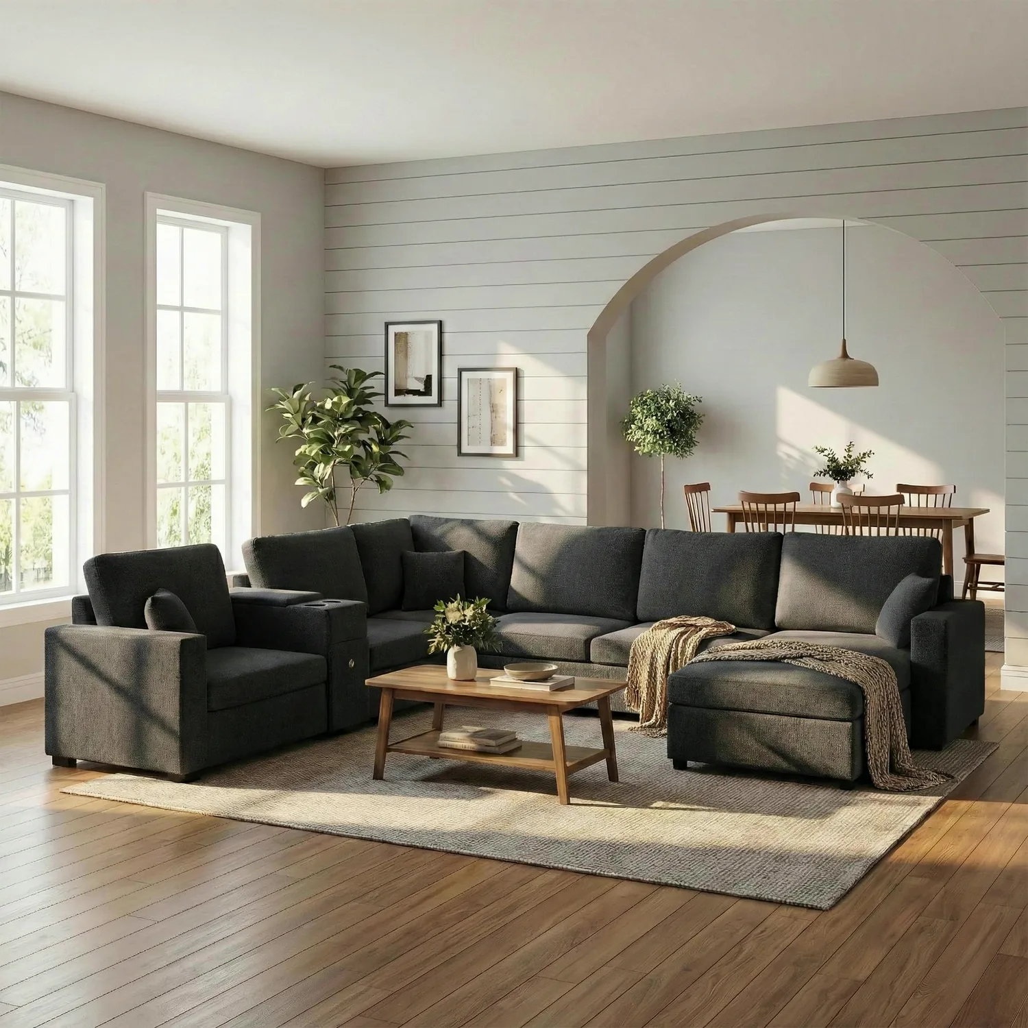 ERYE Chenille U-Shaped Sectional Sofa 134.3"