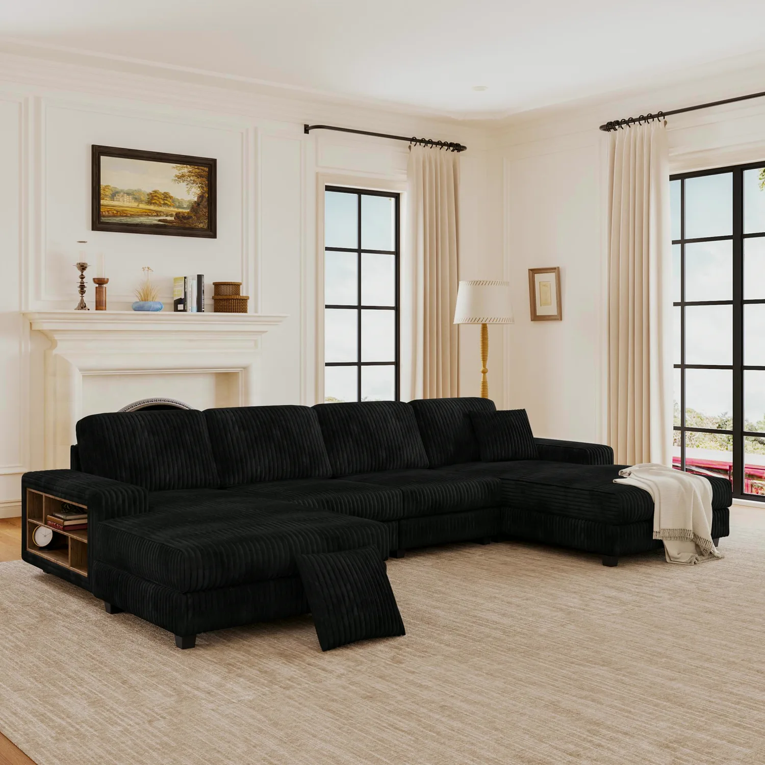 ERYE Corduroy U-Shaped Sectional Sofa 137"