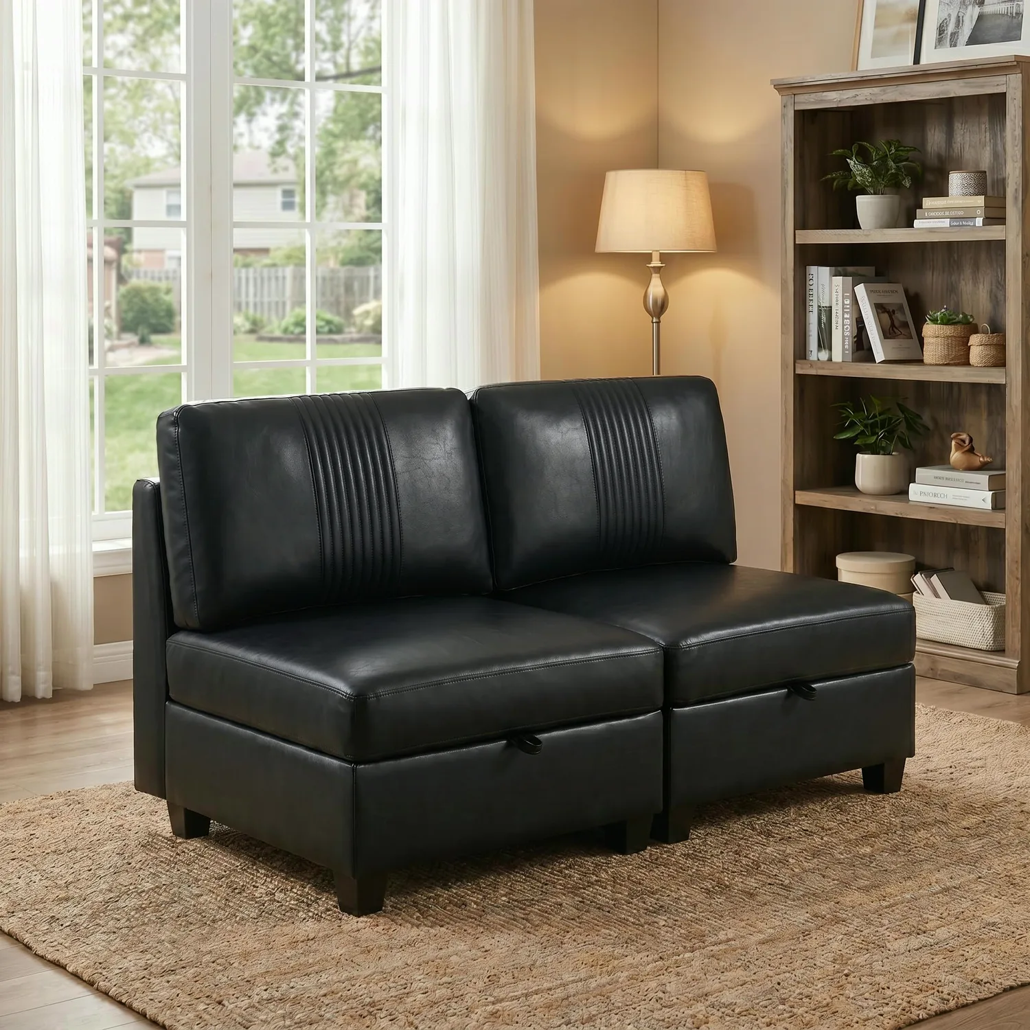 ERYE Faux Leather Sectional Sofa 58"
