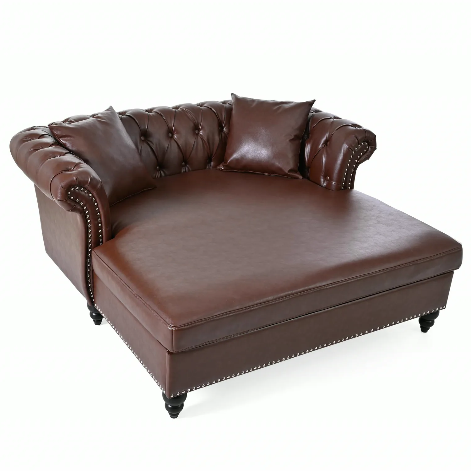 ERYE Faux Leather Chaise Lounge 63"