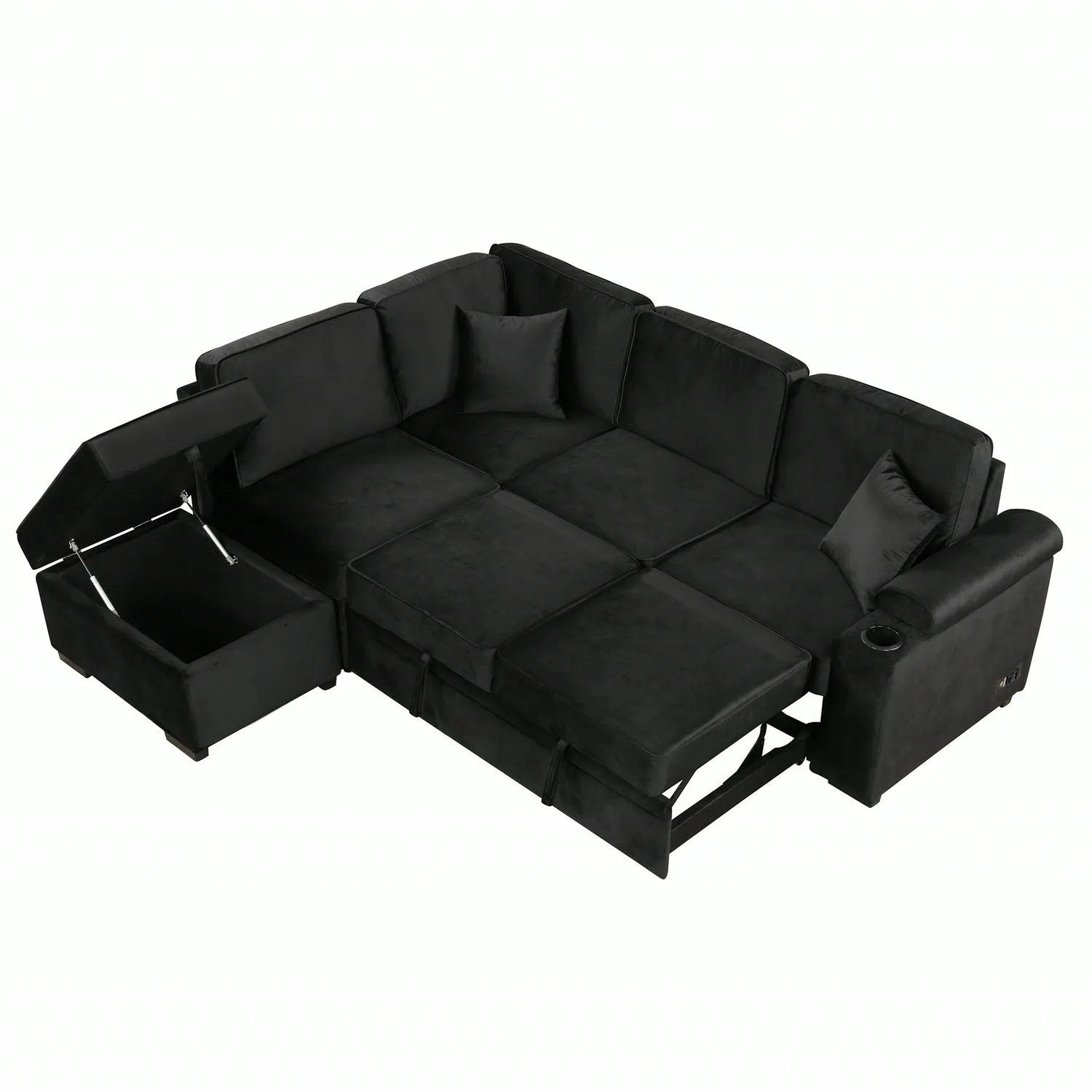 ERYE Velvet L-Shaped Sleeper Sectional 84.8"