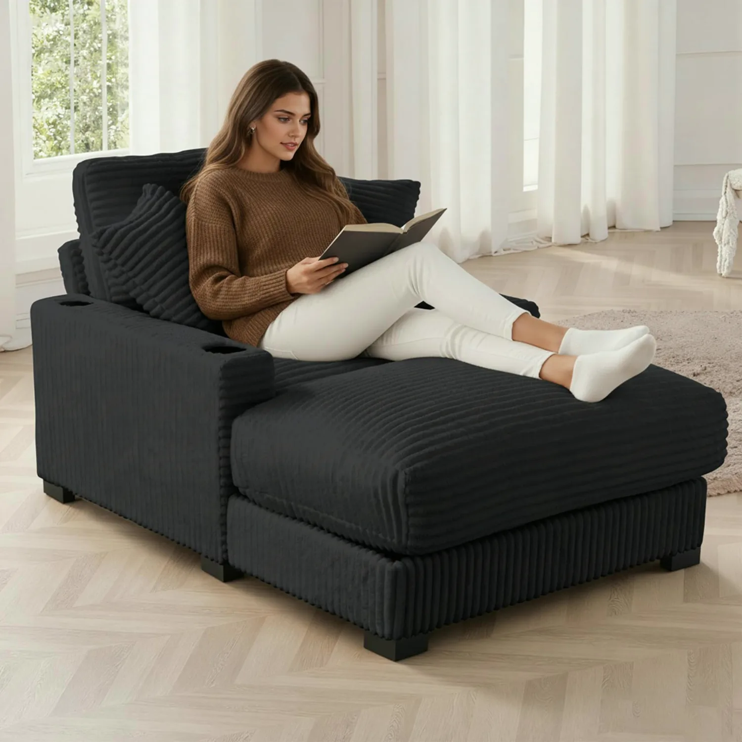 ERYE Corduroy Chaise Lounge 40.9"