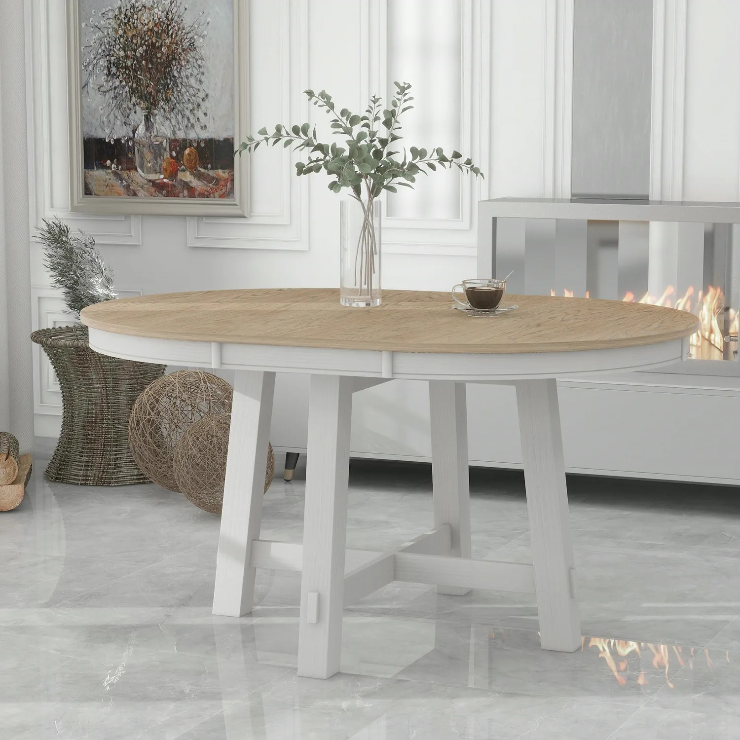 ERYE Round Extendable Dining Table 42"