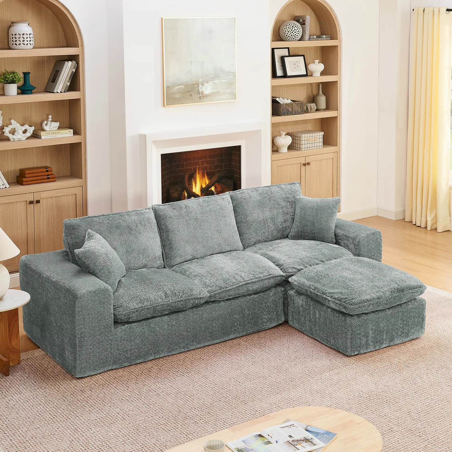 ERYE Boucle L-Shaped Cloud Sectional 107"