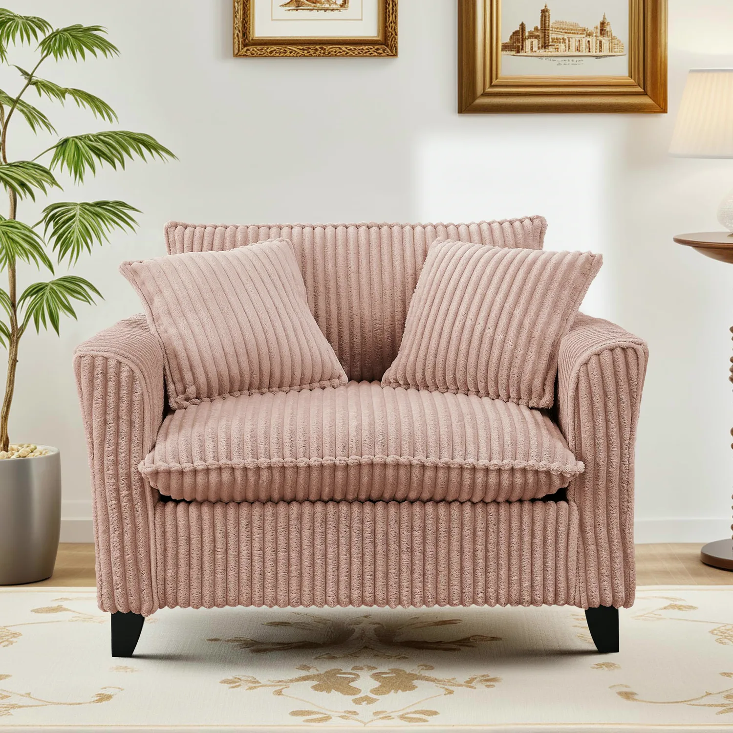 ERYE Deep Seat Corduroy Accent Chair 46.9"