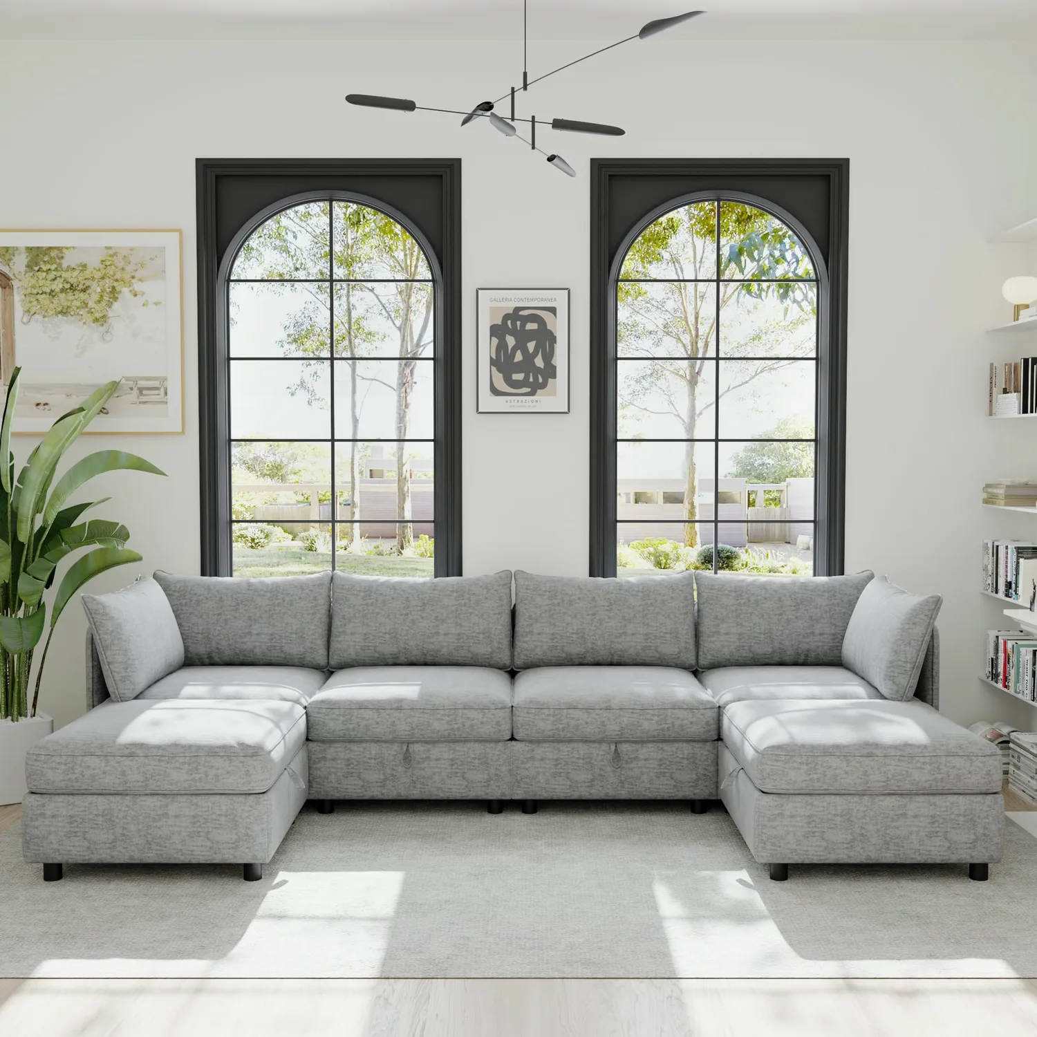 ERYE Chenille U-Shaped Sectional Sofa 129"
