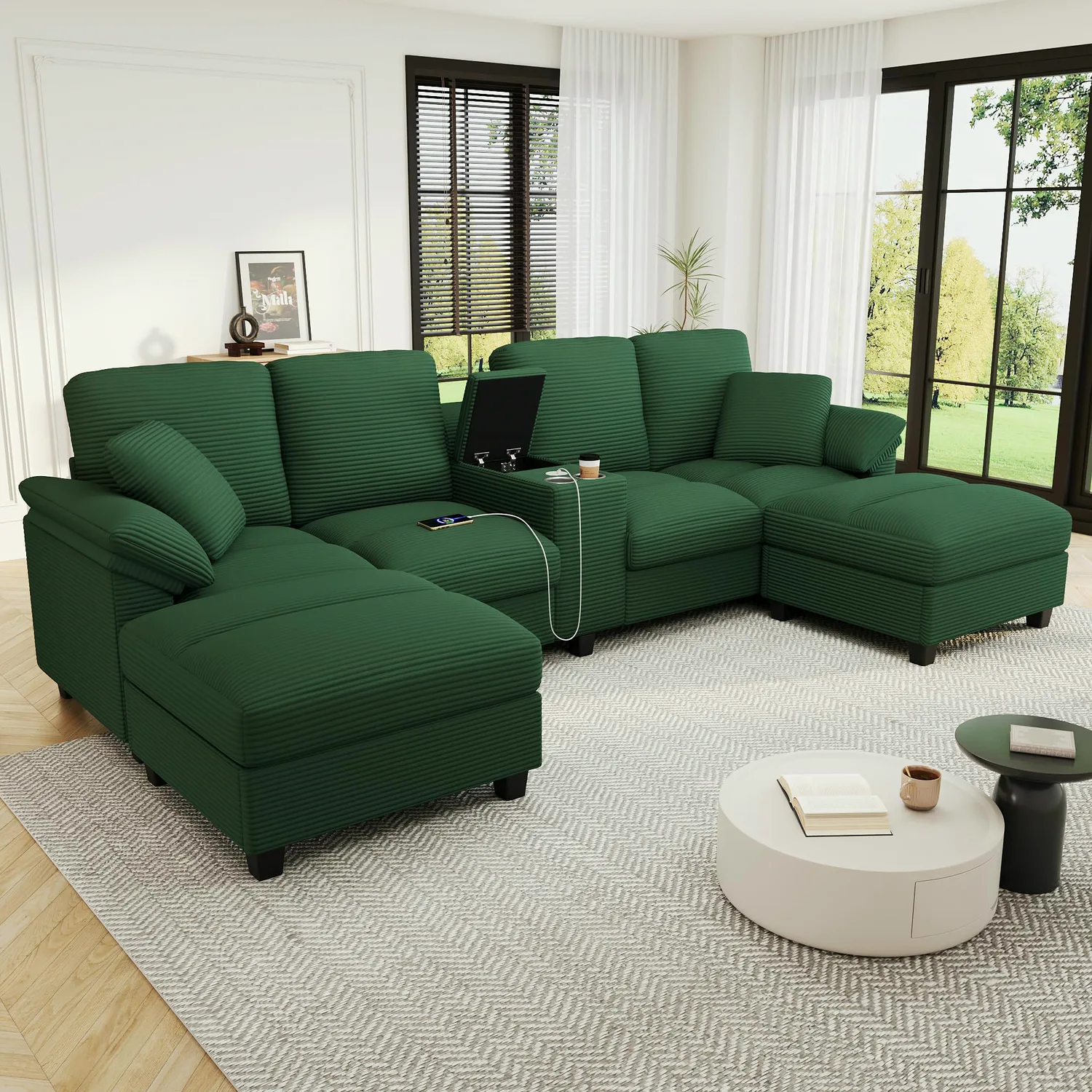 ERYE Corduroy U-Shaped Cloud Sectional 116.9"