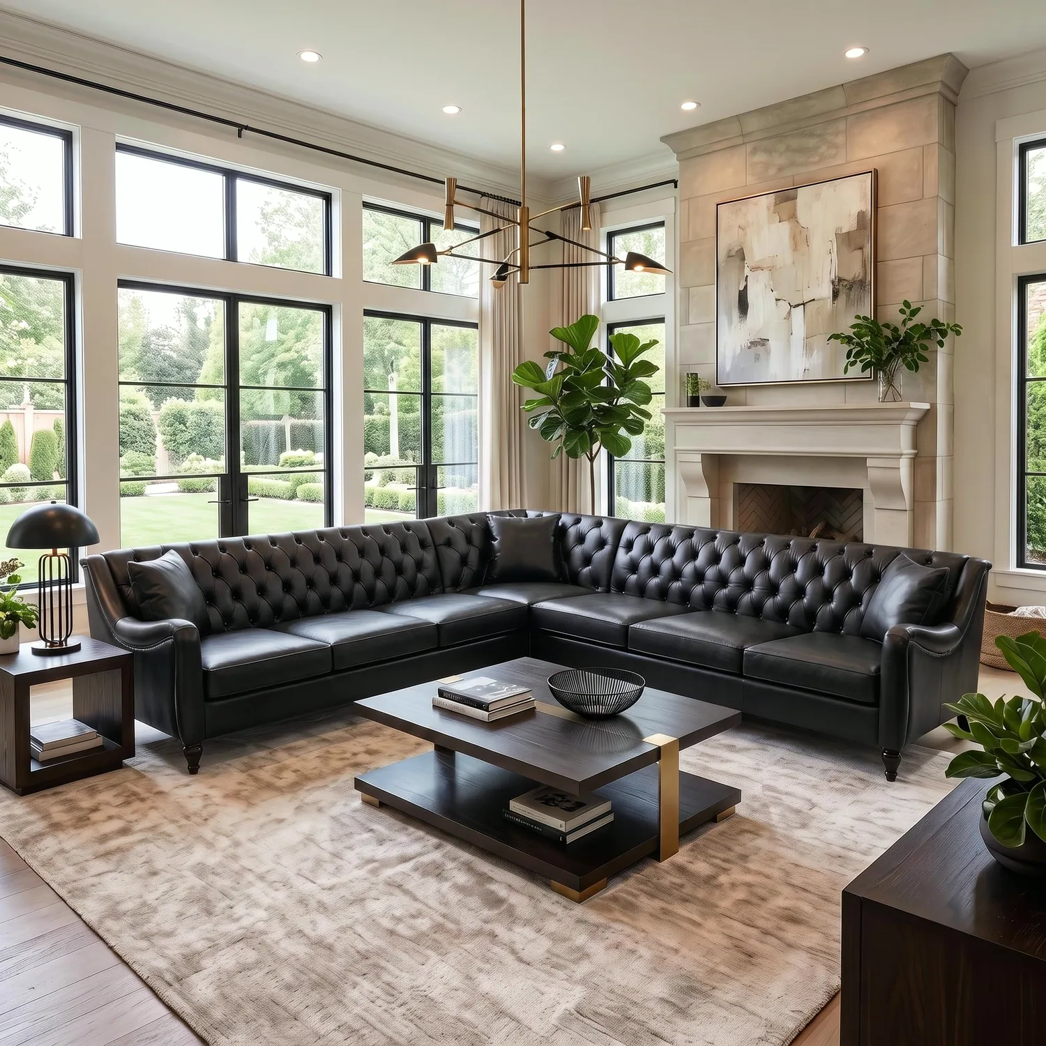 ERYE Faux Leather L-Shaped Sectional Sofa 103"