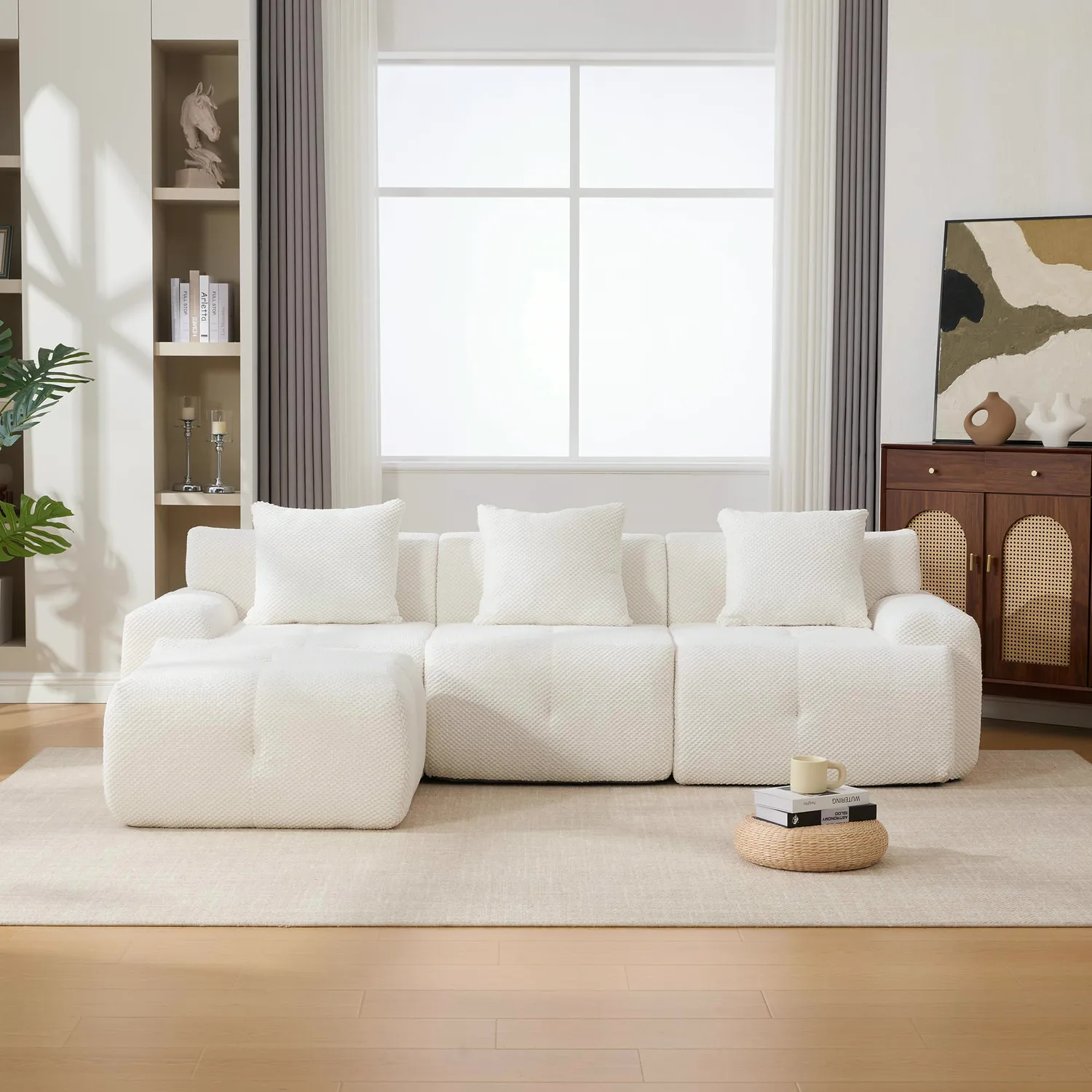 ERYE Velvet L-Shaped Cloud Sectional 104"