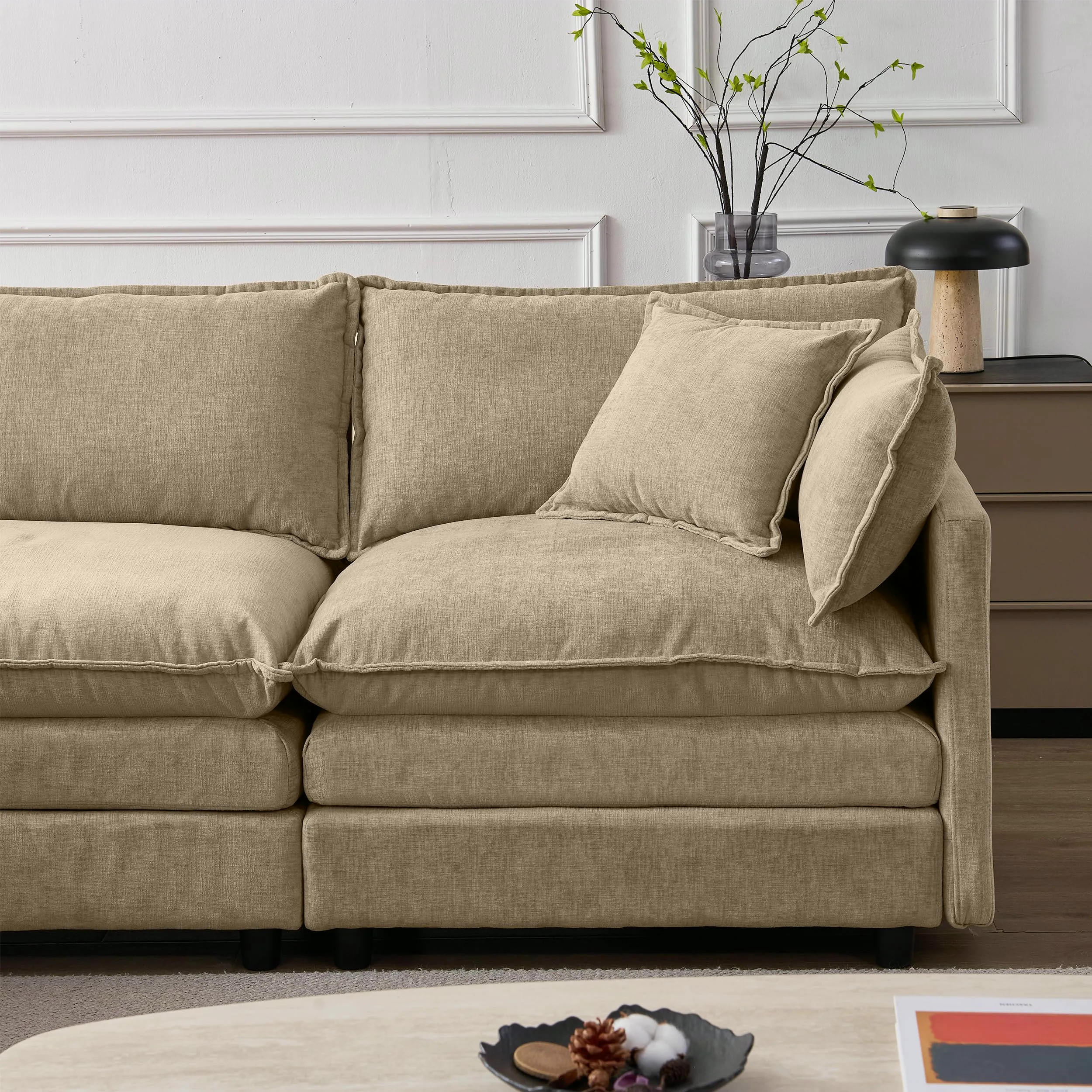 ERYE Chenille L-Shaped Cloud Sectional
