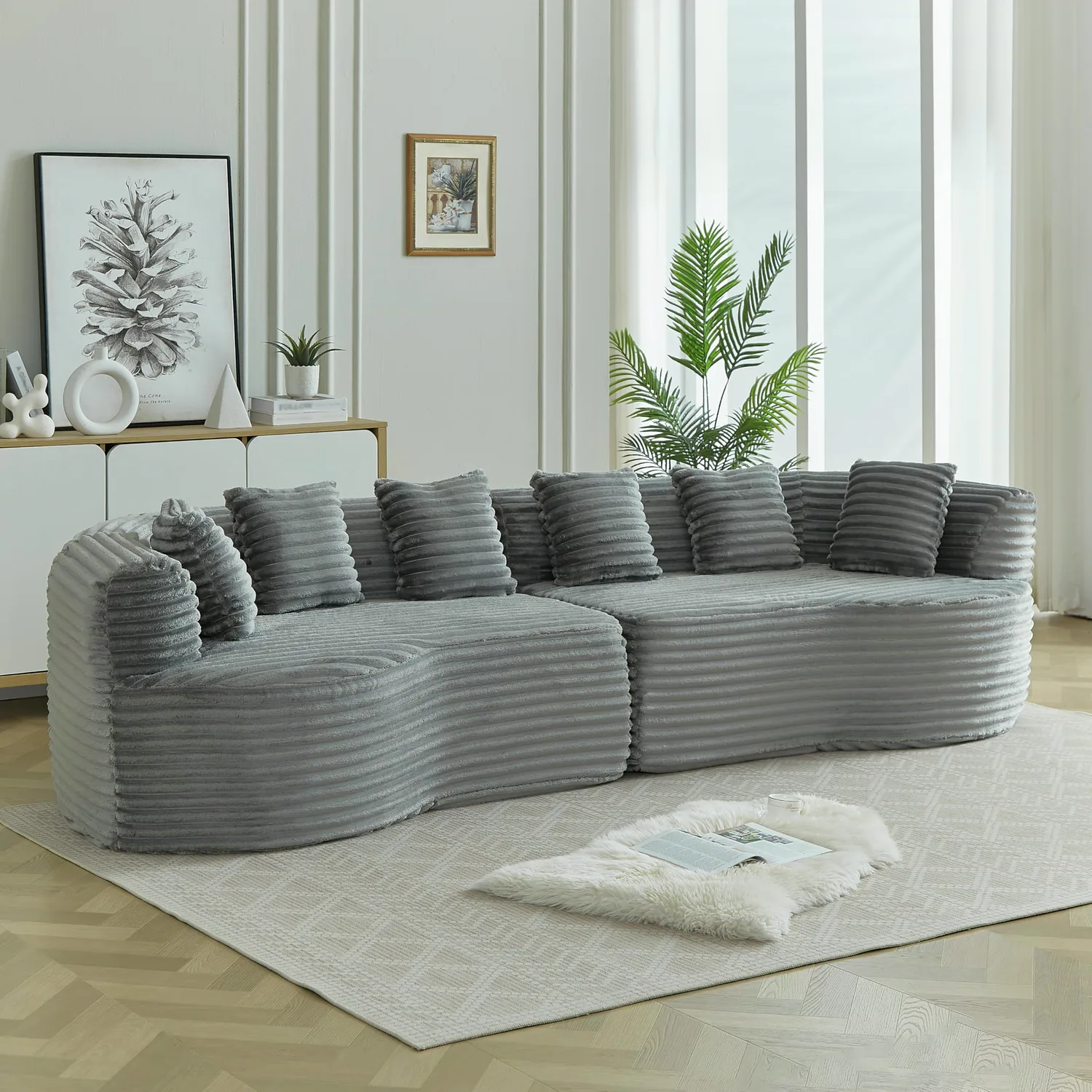 ERYE Corduroy Curved Cloud Sofa 106"