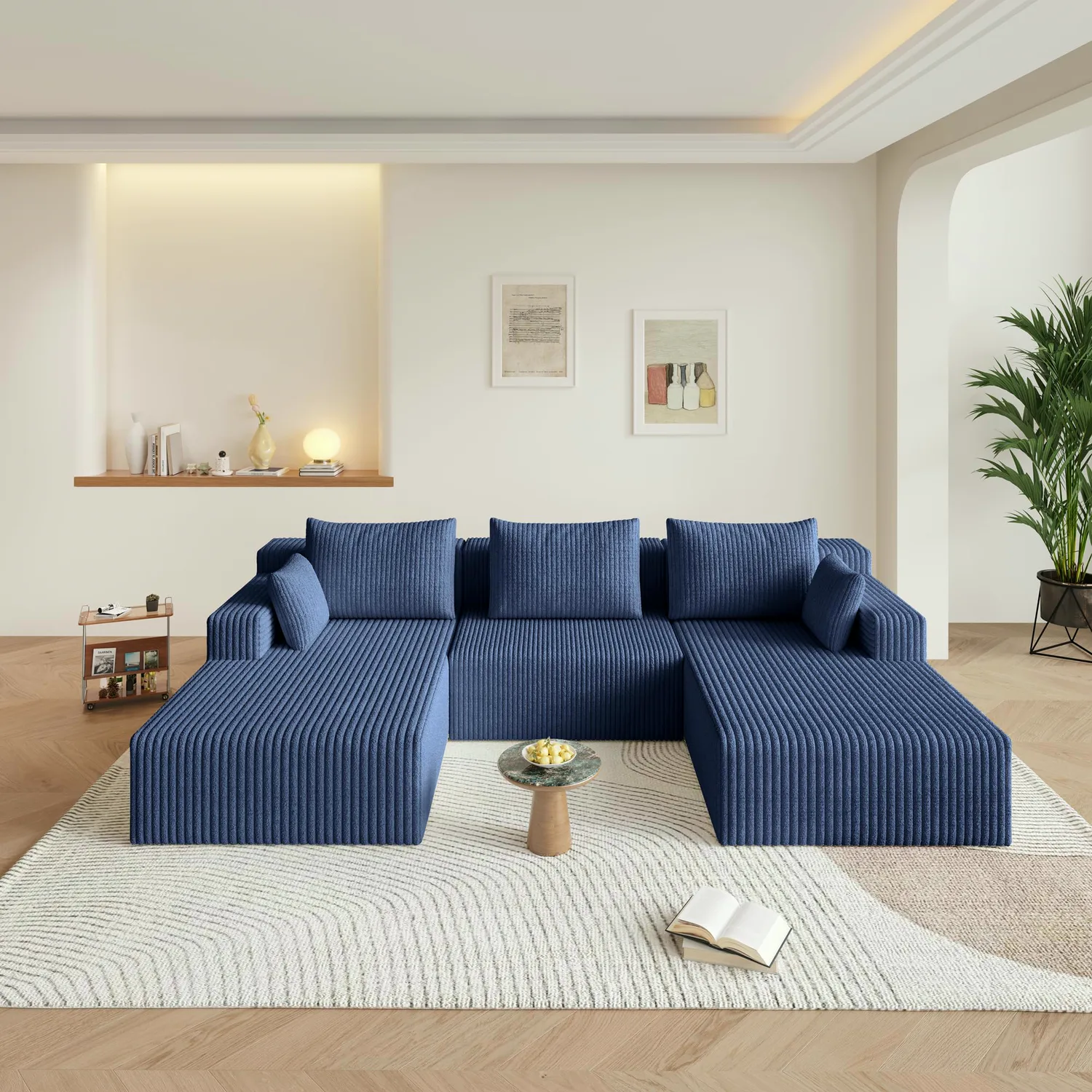 ERYE Corduroy U-Shaped Cloud Sectional 107"