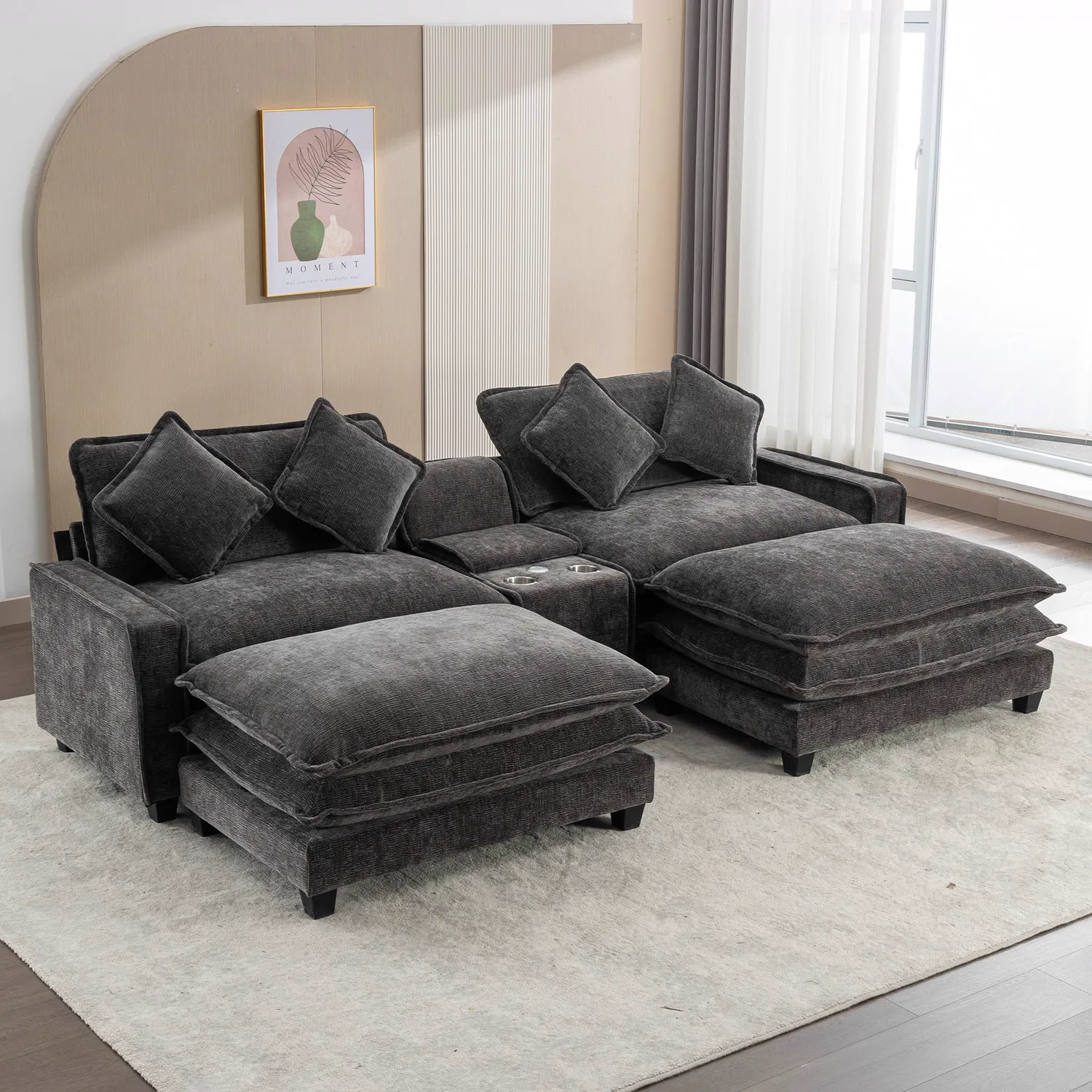 ERYE Chenille Sectional Sofa 111"