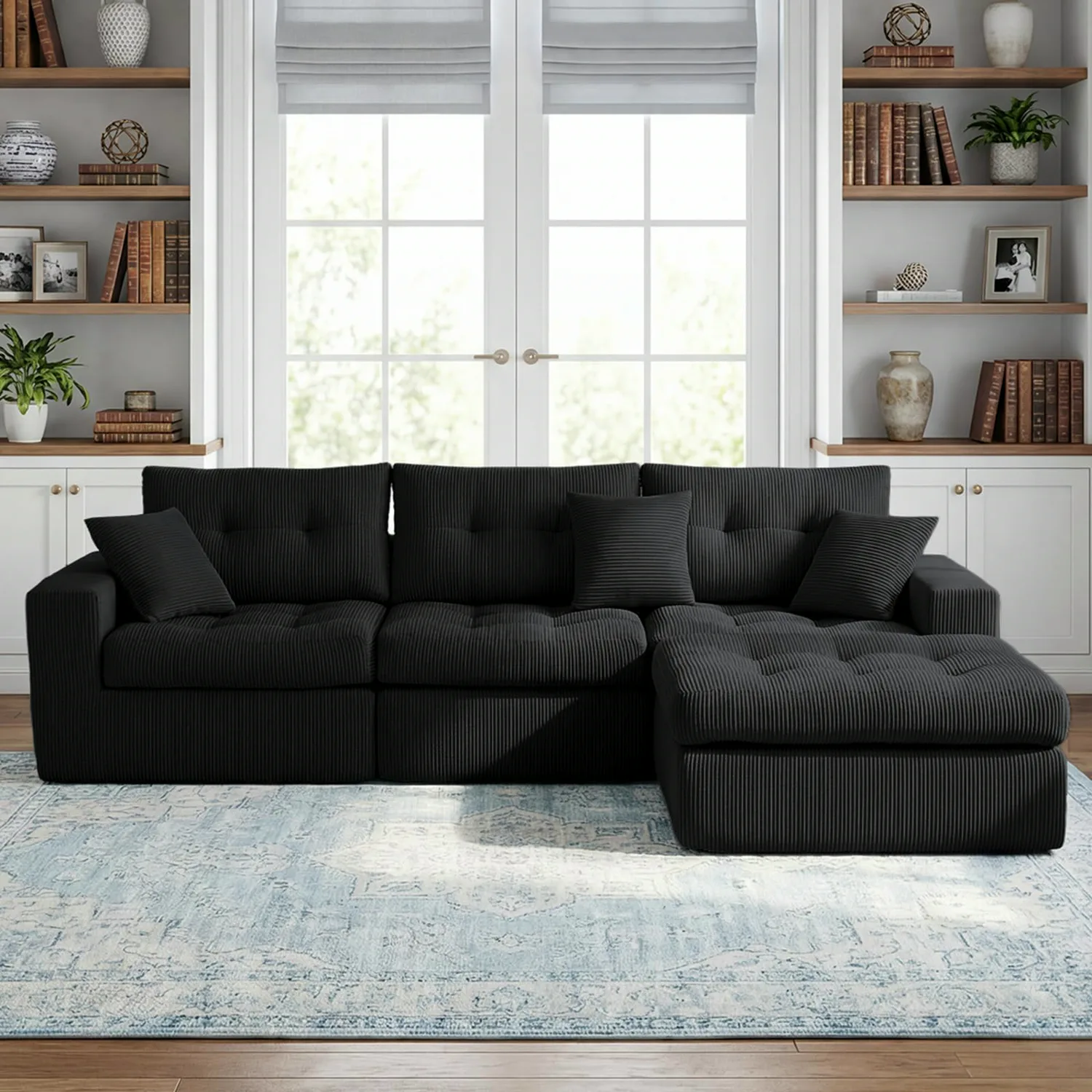 ERYE Corduroy L-Shaped Cloud Sectional 113.4"