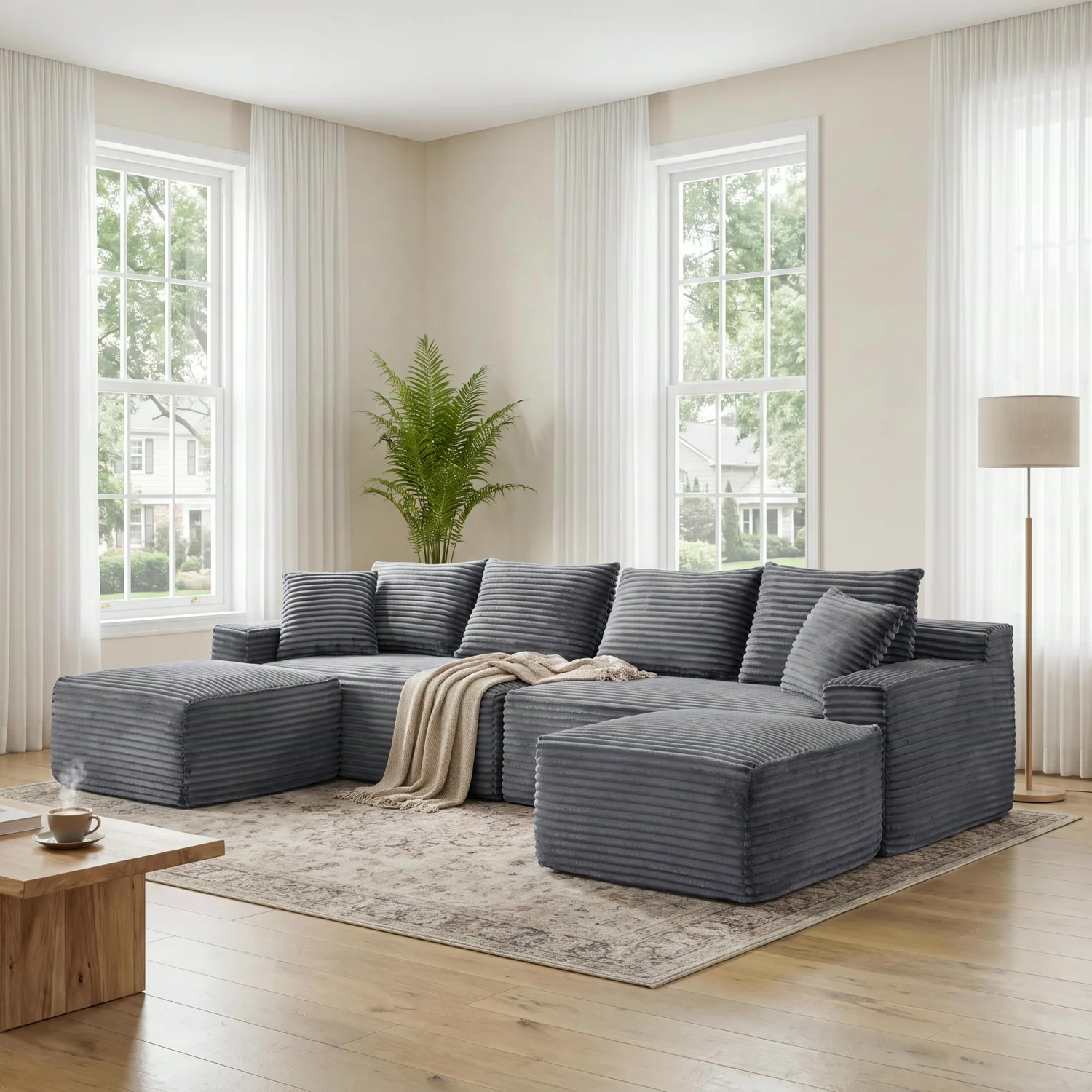 ERYE Corduroy U-Shaped Cloud Sectional