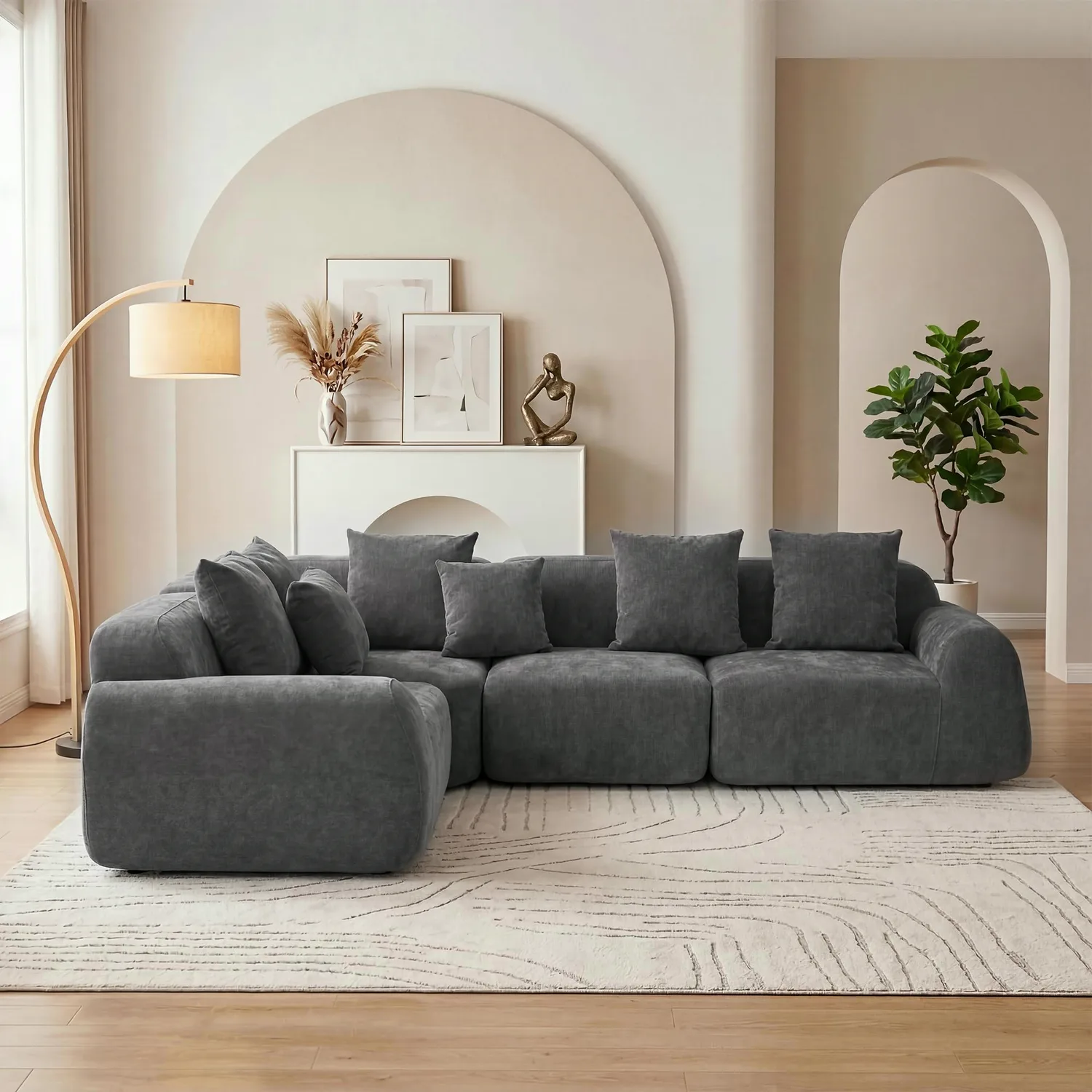 ERYE Chenille L-Shaped Cloud Sectional 116"