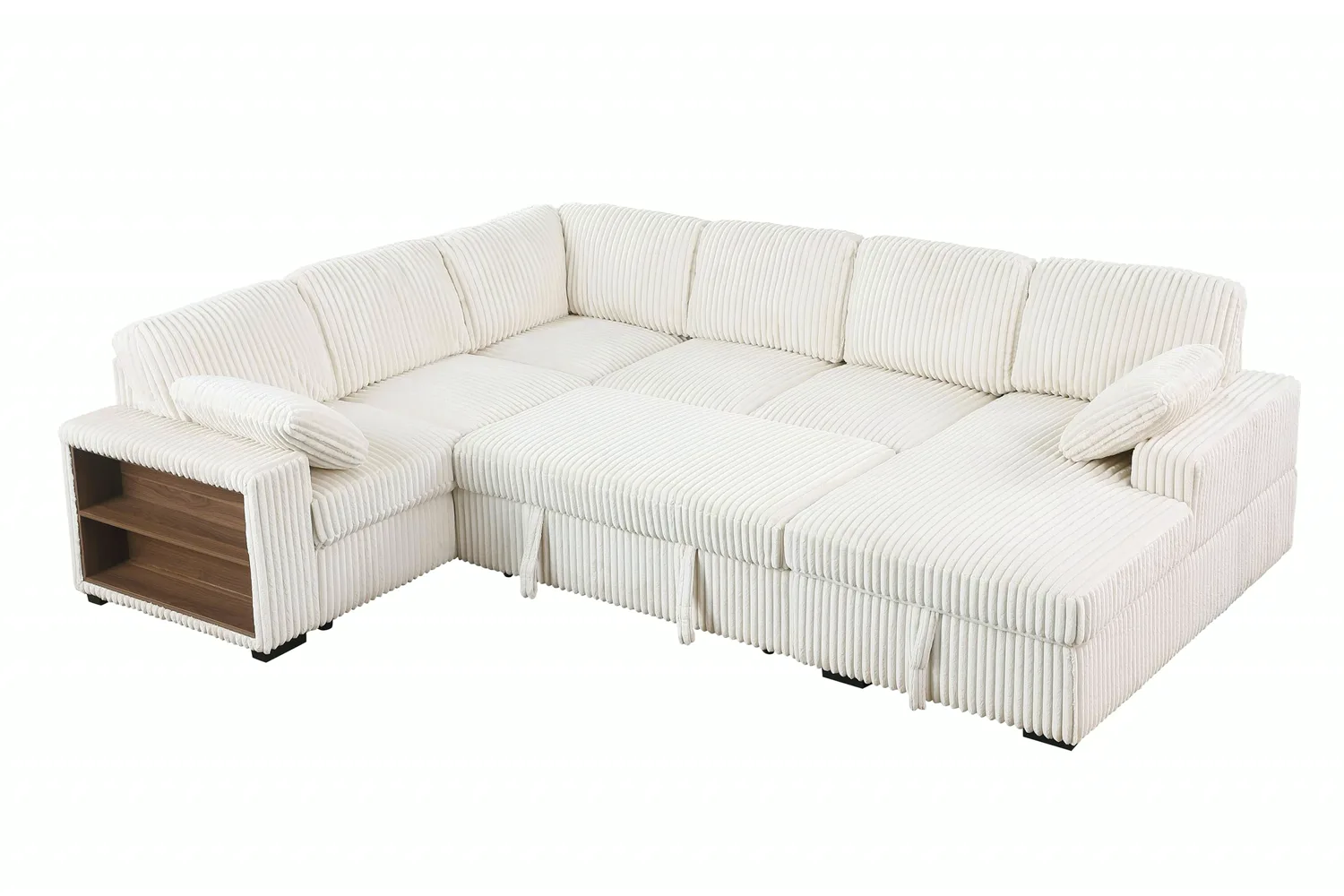 ERYE Storage Corduroy U-Shaped Sleeper Sectional 117.5"