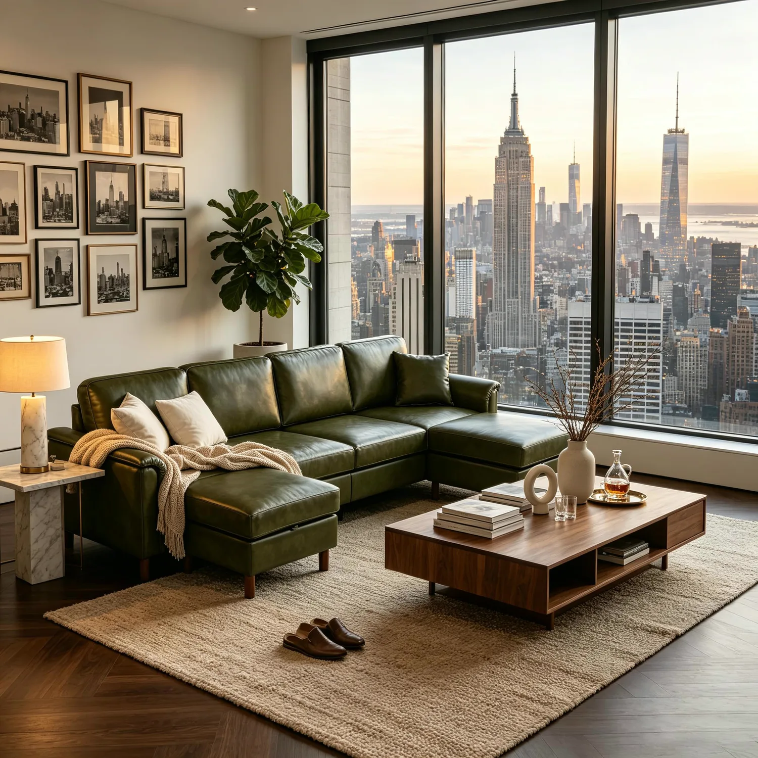 ERYE Faux Leather U-Shaped Sectional Sofa 120"
