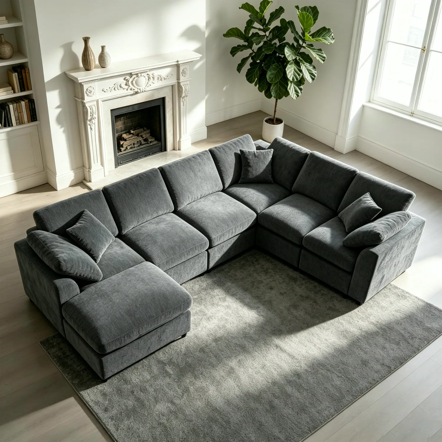ERYE Chenille U-Shaped Cloud Sectional