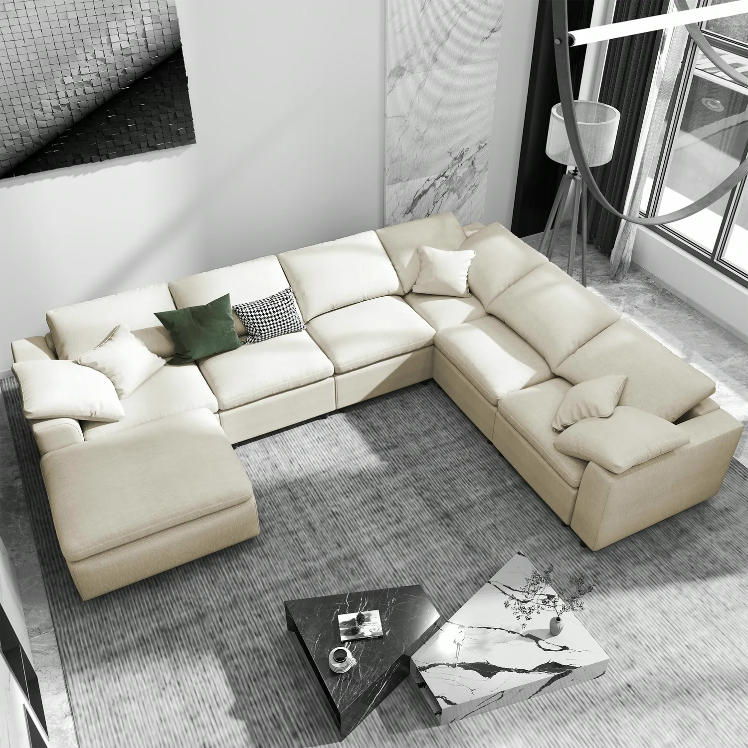 ERYE Chenille U-Shaped Sectional Sofa 125"