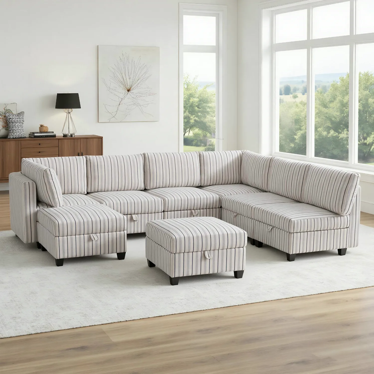 ERYE Linen Blend U-Shaped Sectional Sofa 128"