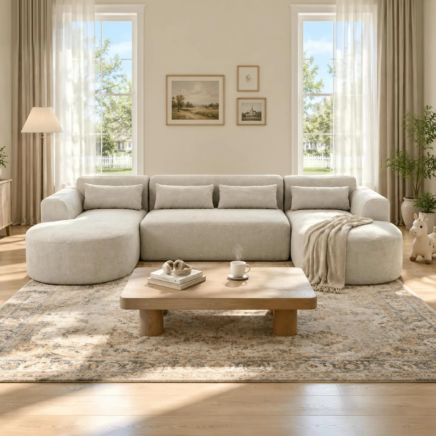 ERYE Boucle U-Shaped Cloud Sectional 131.1"