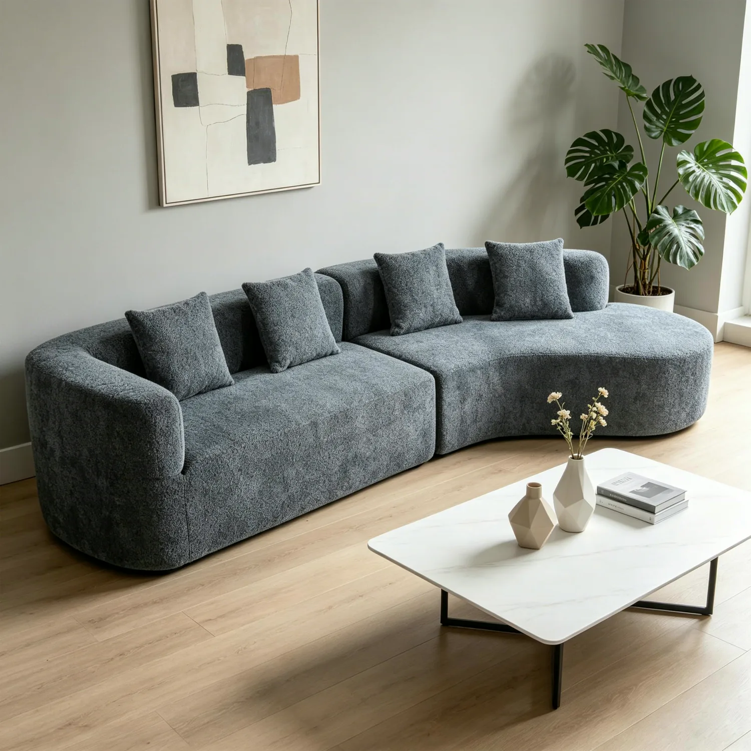 ERYE Chenille Curved Cloud Sofa 132"