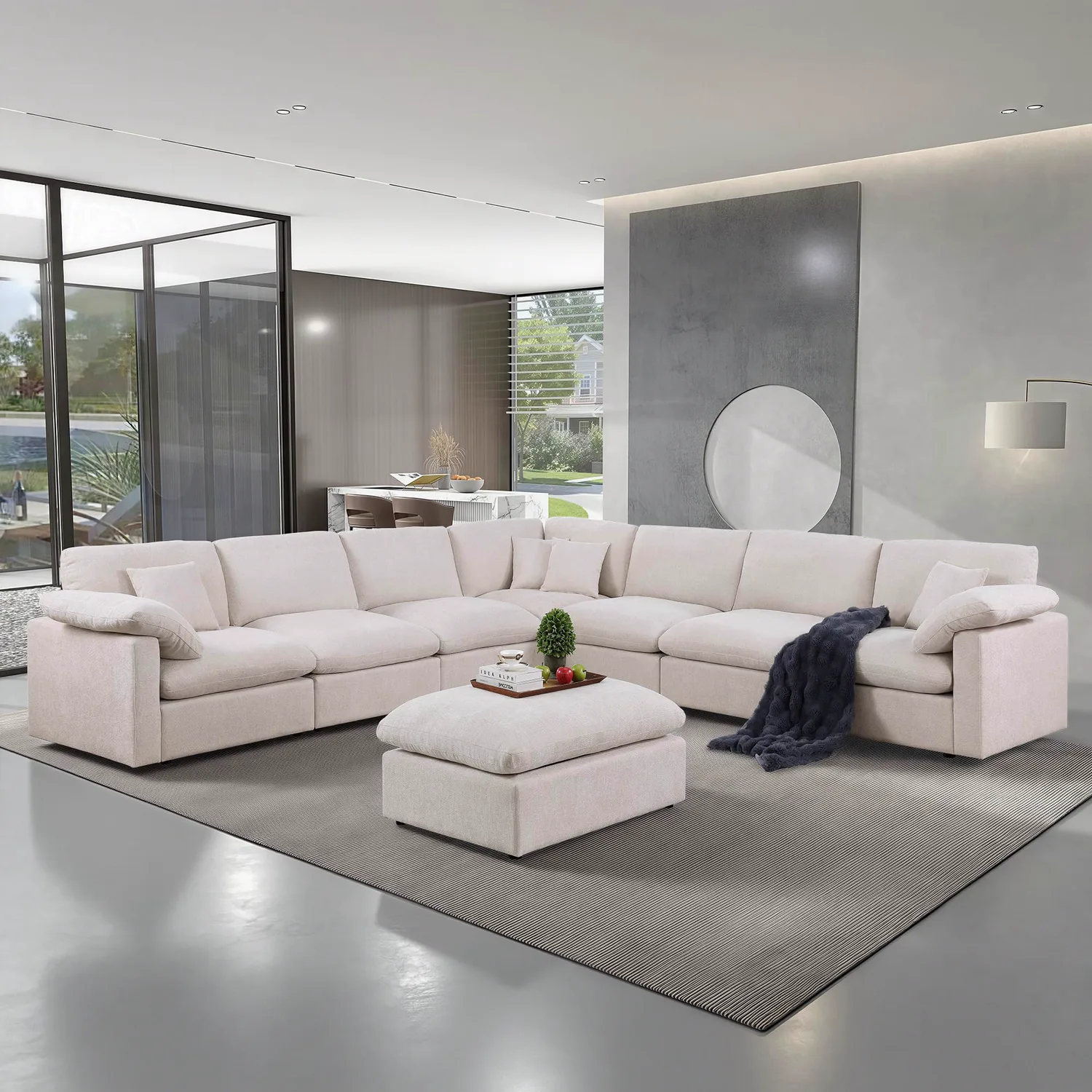ERYE Chenille L-Shaped Cloud Sectional 144"