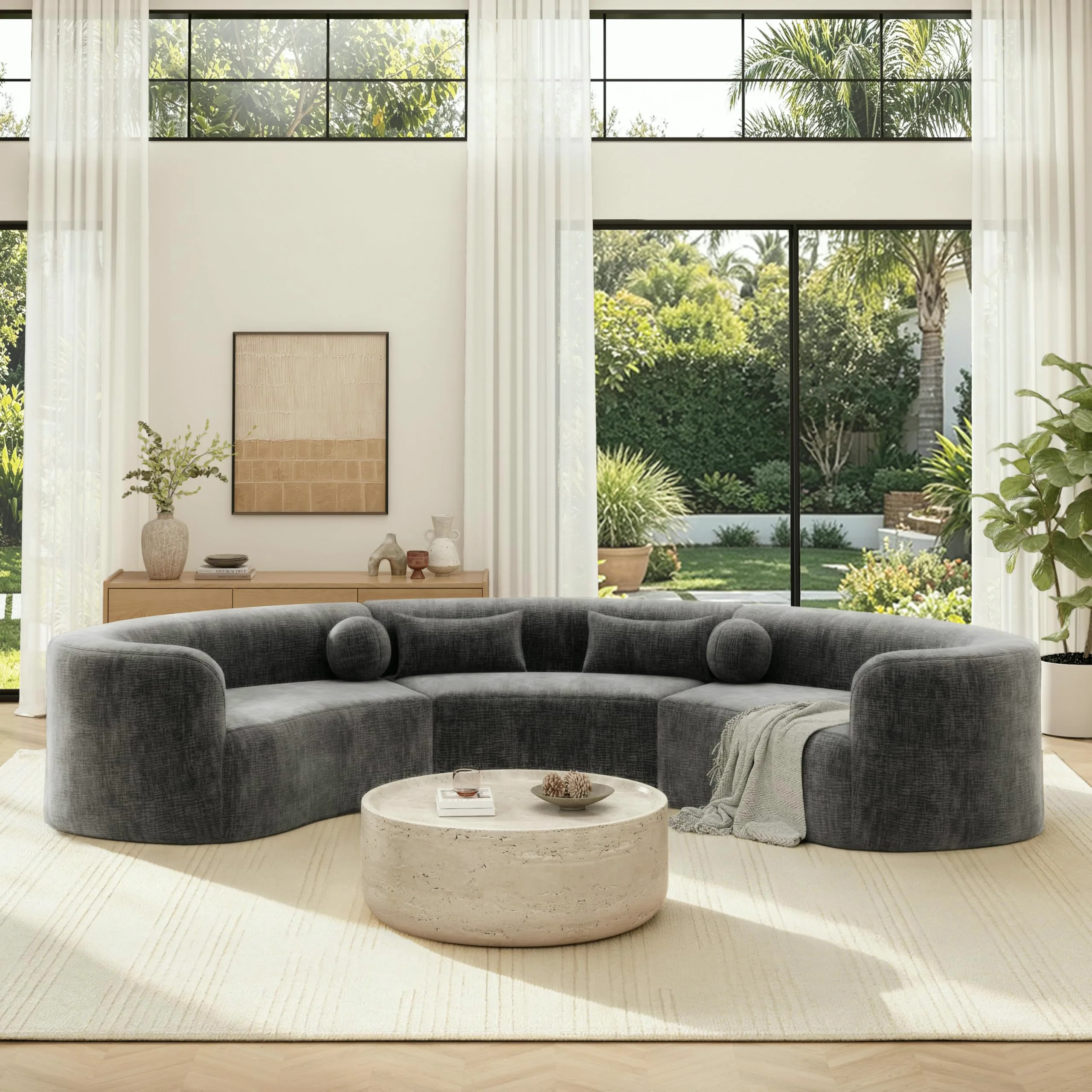ERYE Chenille Curved Cloud Sectional 153"
