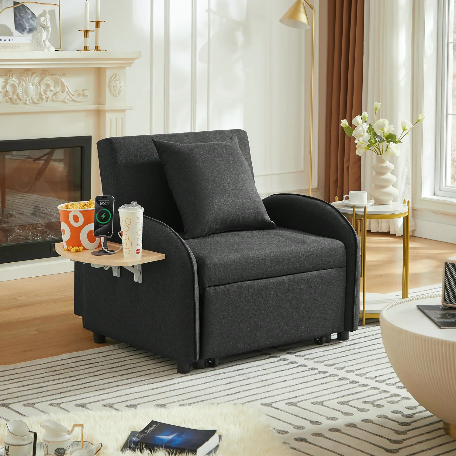 ERYE Linen Blend Sleeper Sofa 35.5"