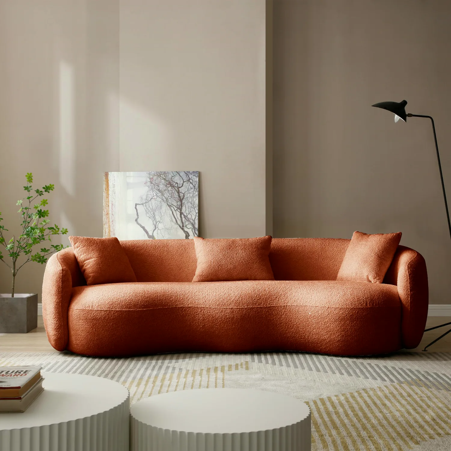 ERYE Boucle Curved Sofa 93.6"