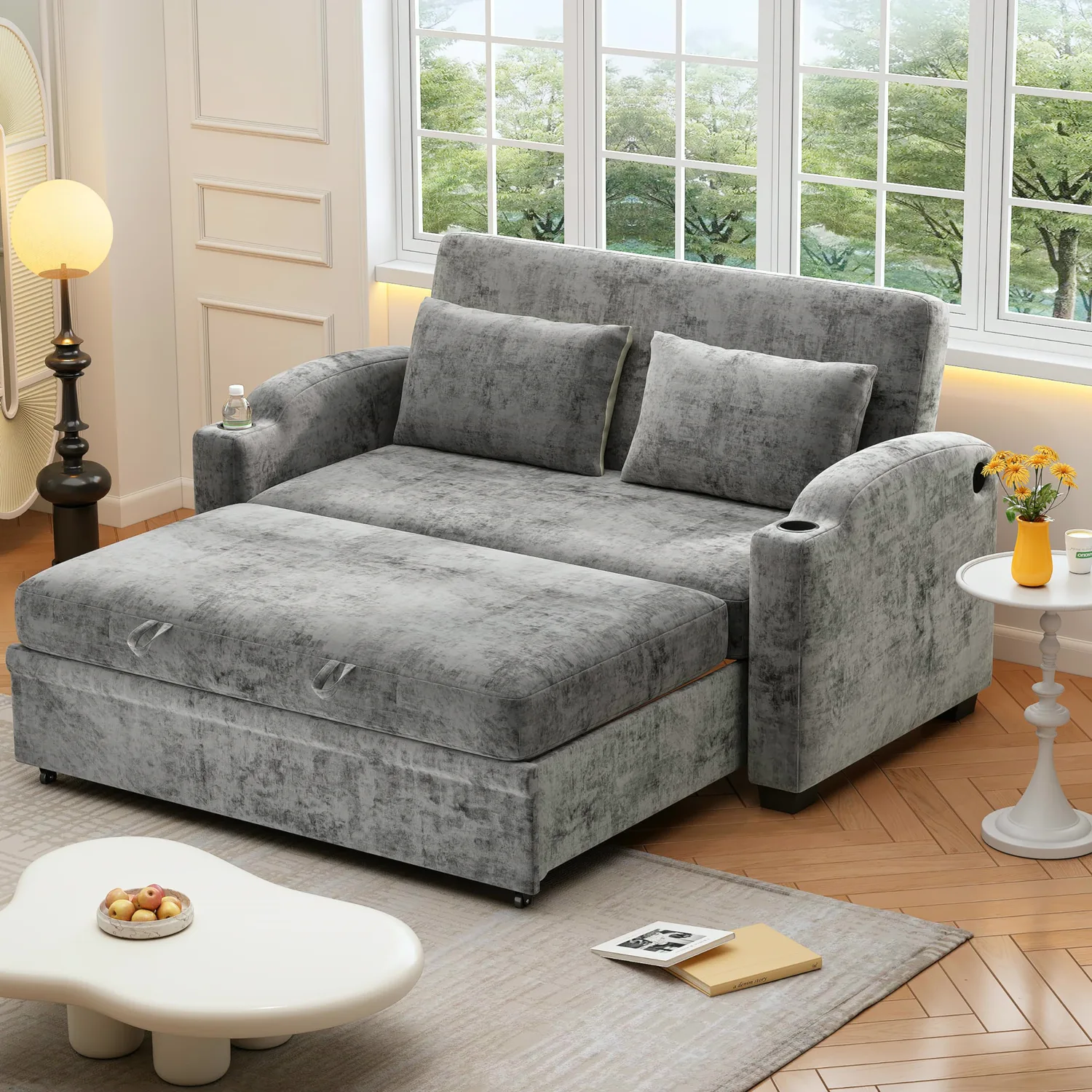 ERYE Chenille Sleeper Sectional 61.4"