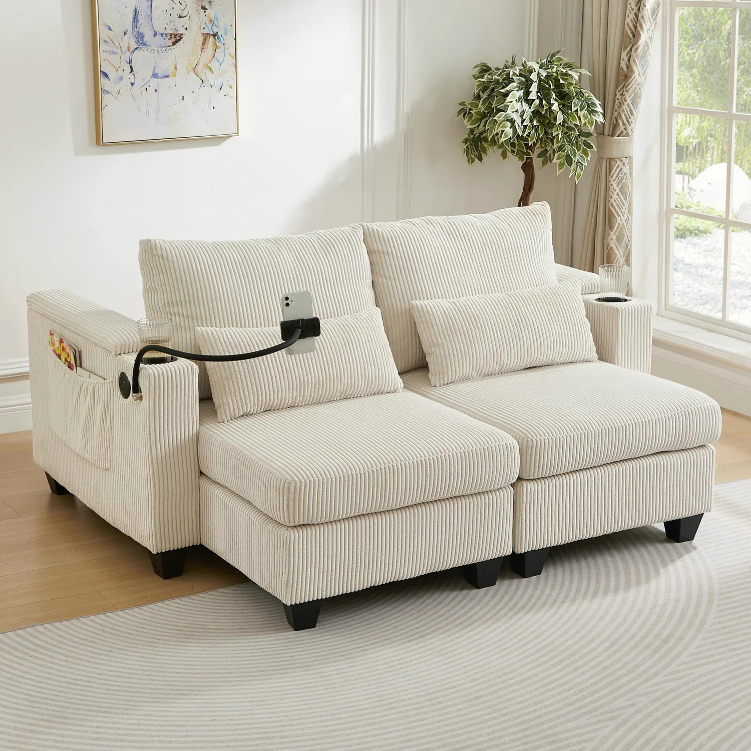 ERYE Corduroy Sleeper Sofa 63"