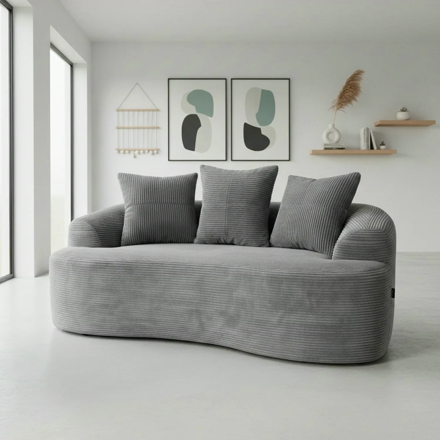 ERYE Corduroy Curved Cloud Sofa 65"
